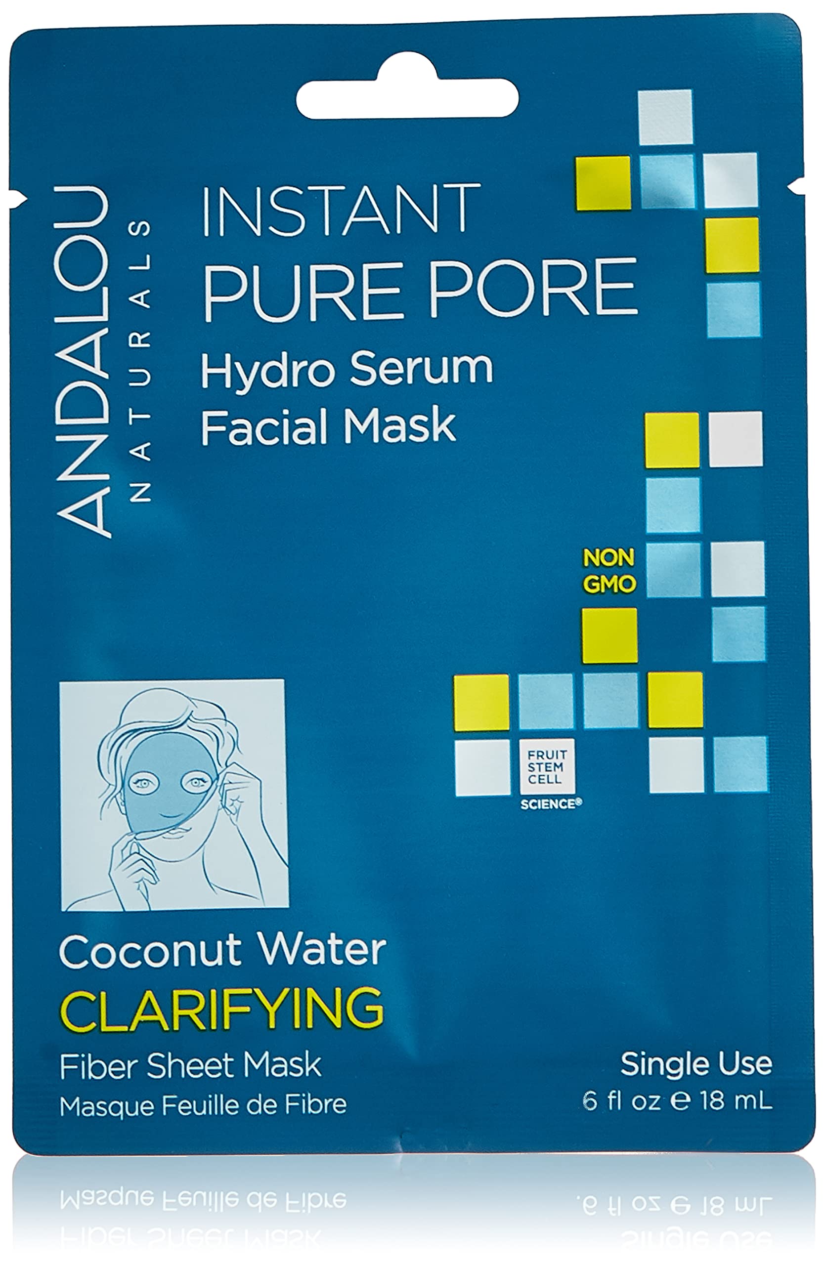 Andalou Naturals Coconut Water Instant Pure Pore Hydro Serum Facial Mask, Gluten Free, 0.6 Fluid Ounce (Pack Of 6)