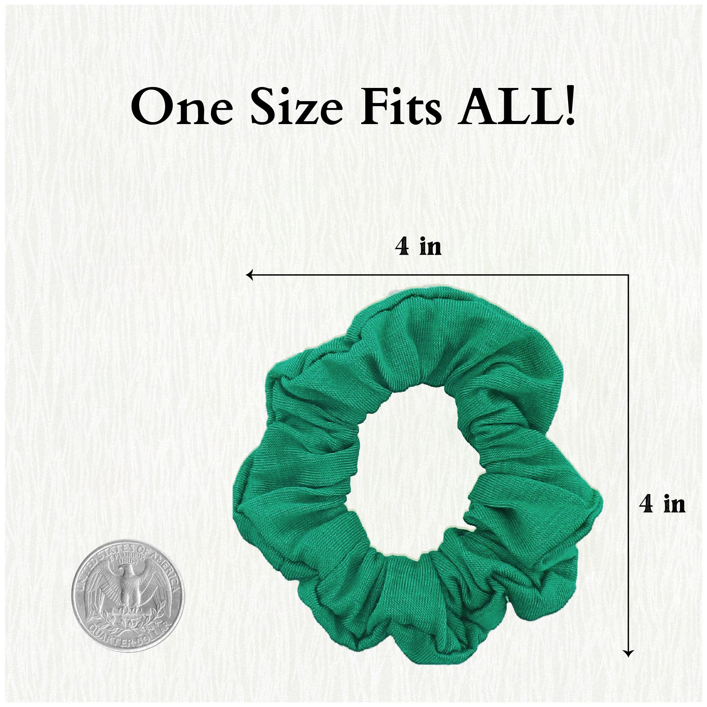 12 Pack Solid Hair Ties Scrunchies (Dark Green)