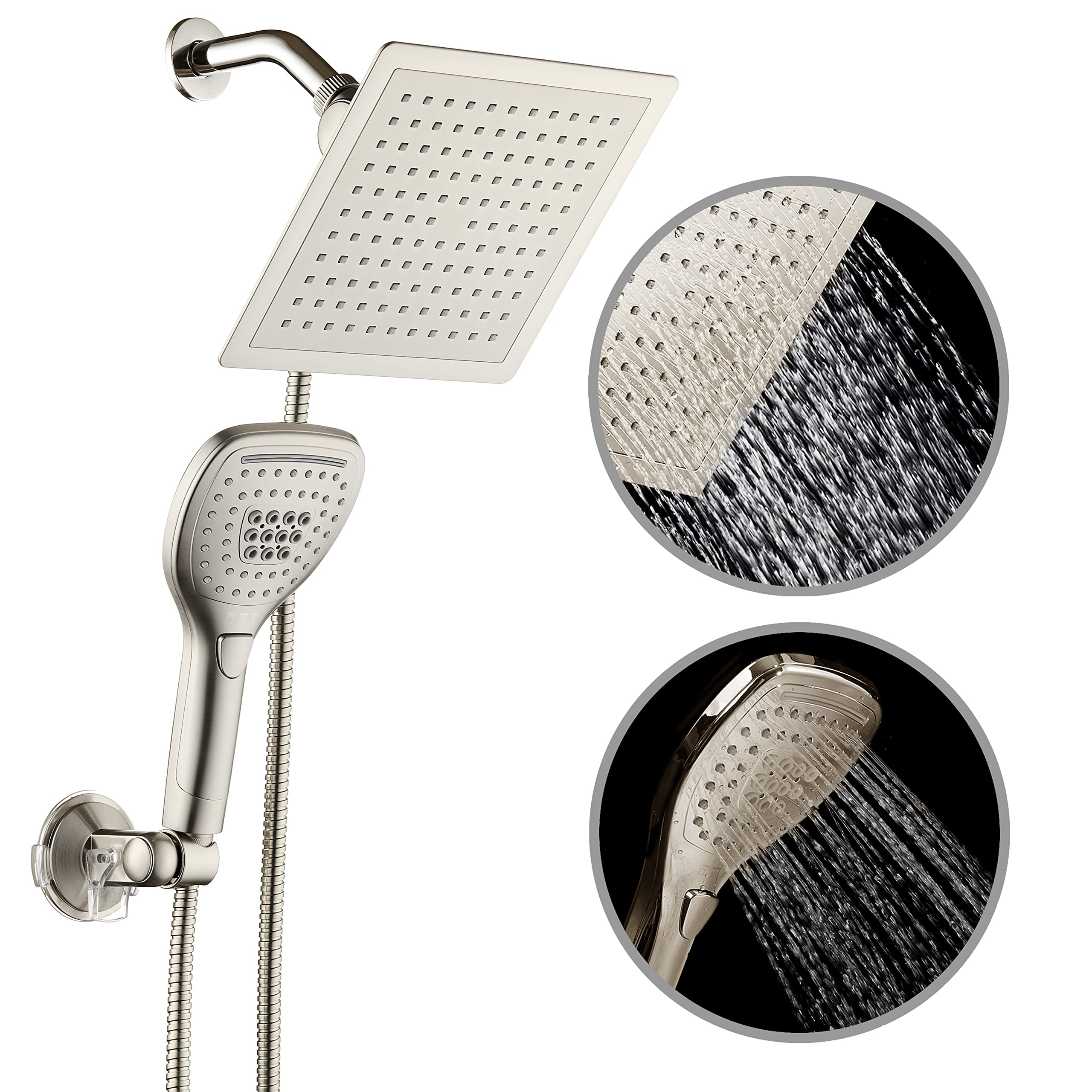 Dreamspa Ultra-Luxury 9 Rainfall Shower Headhandheld Combo Convenient Push-Button Flow Control Button For Easy One-Handed Operat