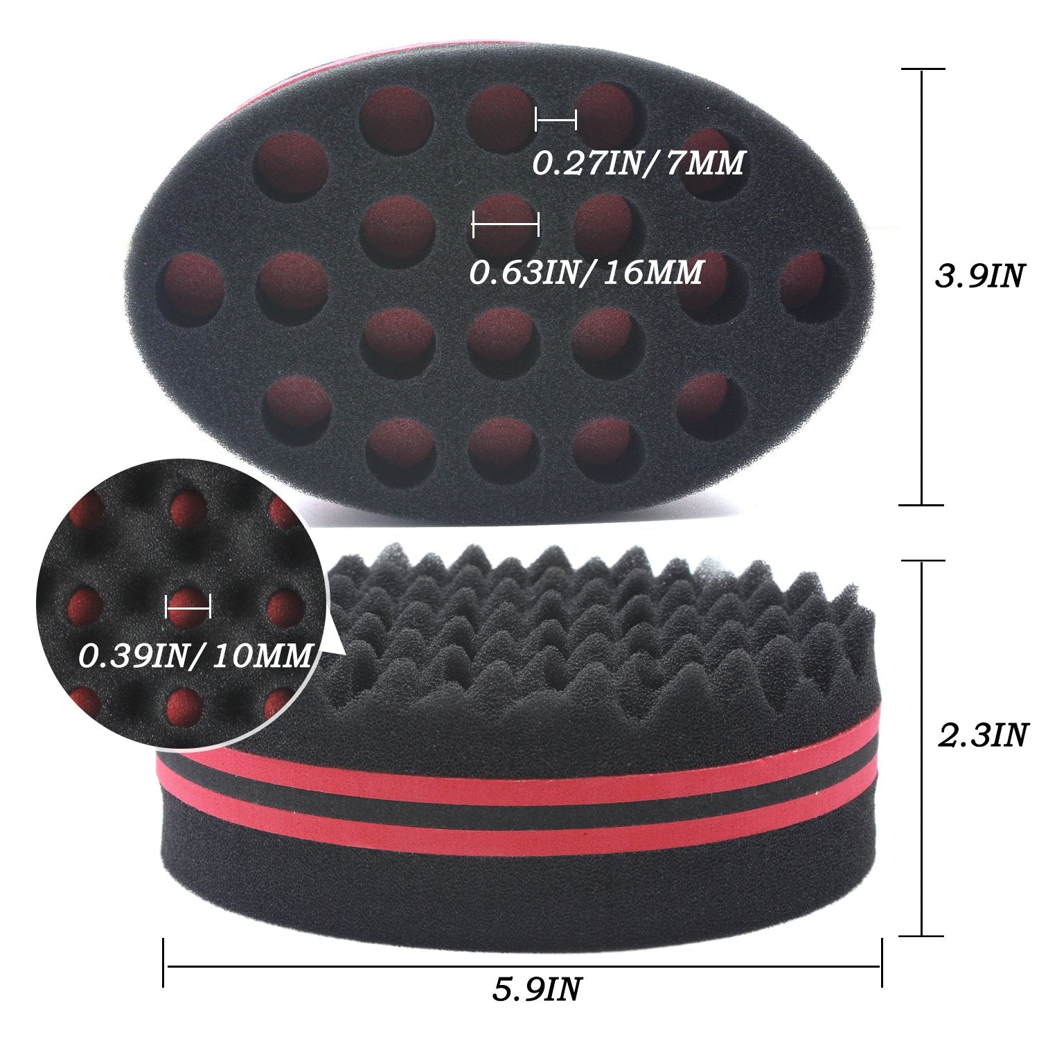 AIR&TREE Magic Barber Sponge Brush for Waves & Dreadlocks - 7 & 16 mm - Red - EVA/Sponge, 1 Count