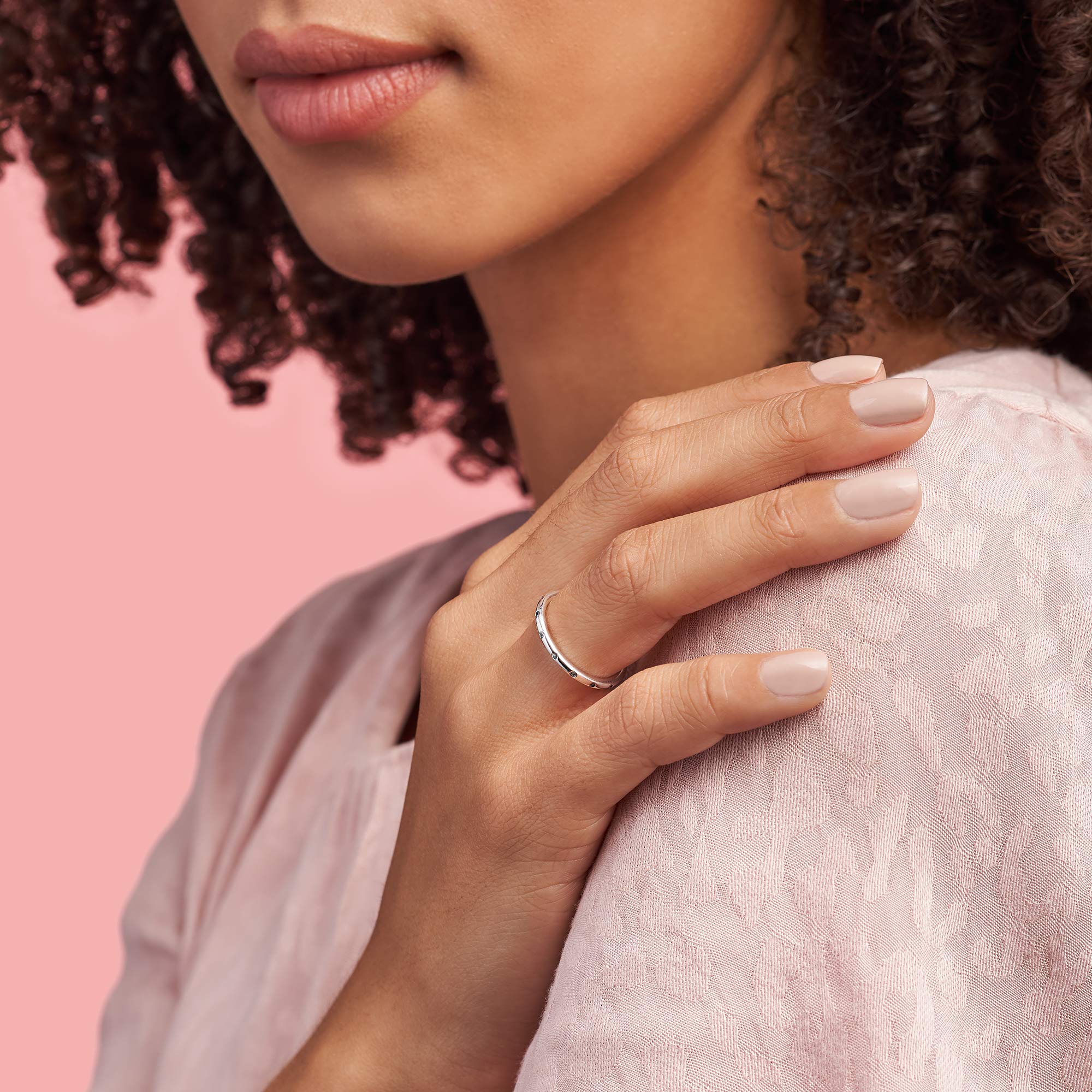 Pandora Simple Sparkling Band Ring - Stackable Sterling Silver Ring for Women - Sterling Silver with Clear Cubic Zirconia - Size