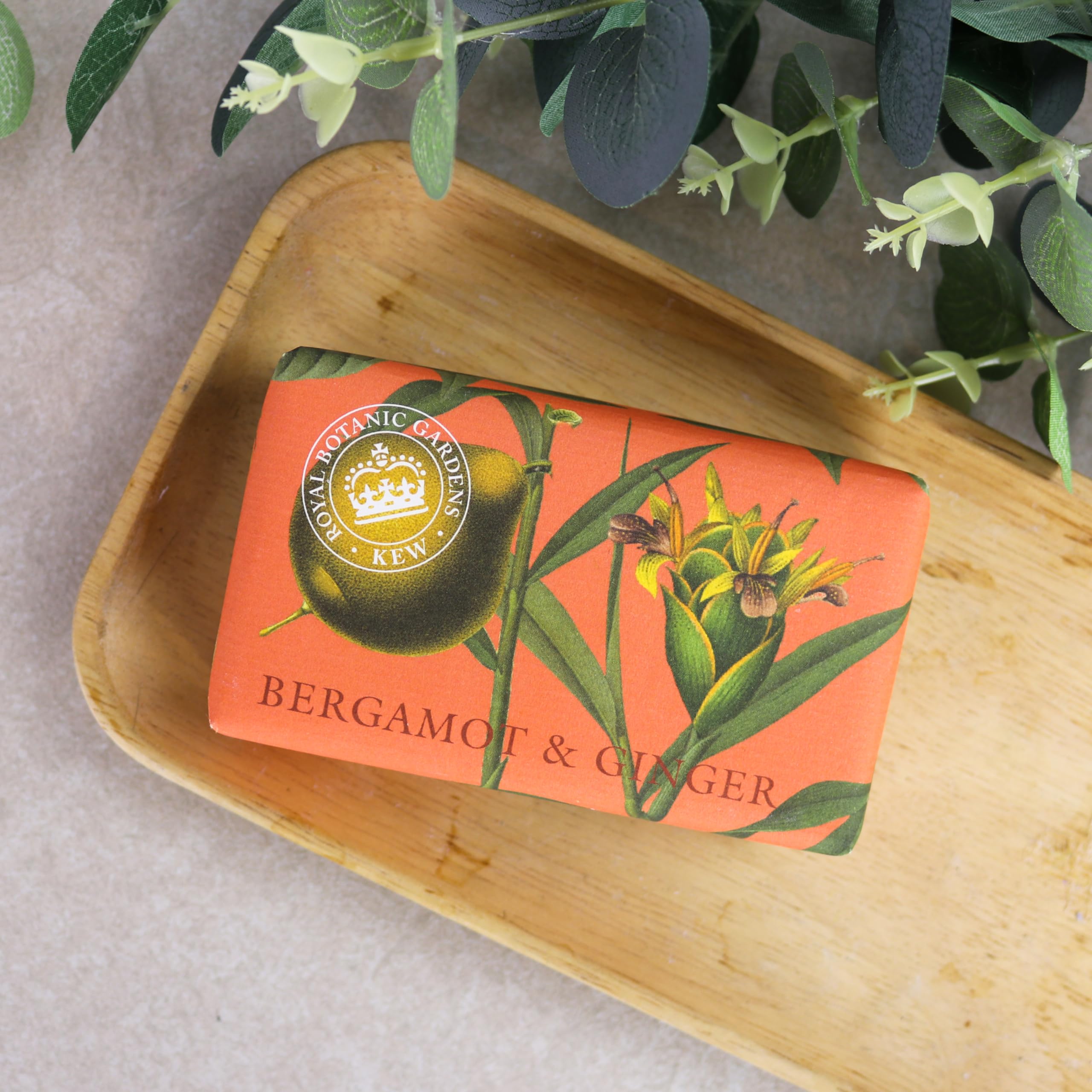 The English Soap Company Royal Botanical Gardens Kew Wrapped Soap Bar, Luxury Bergamot Shea Butter Soap Bar, Moisturising Soap B