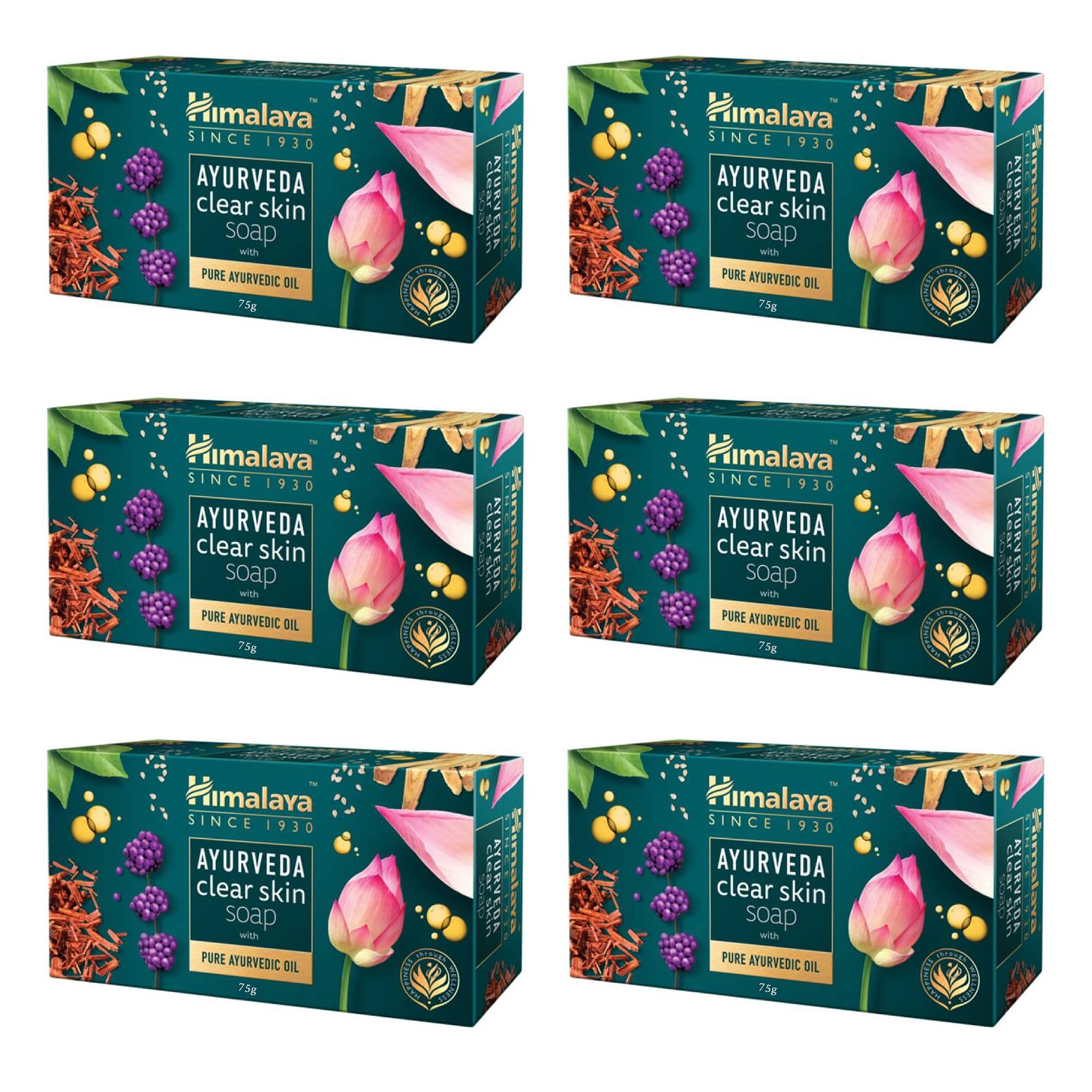 Himalaya Ayurv Clear Skin Soap 75G(Pack Of 6) Ind