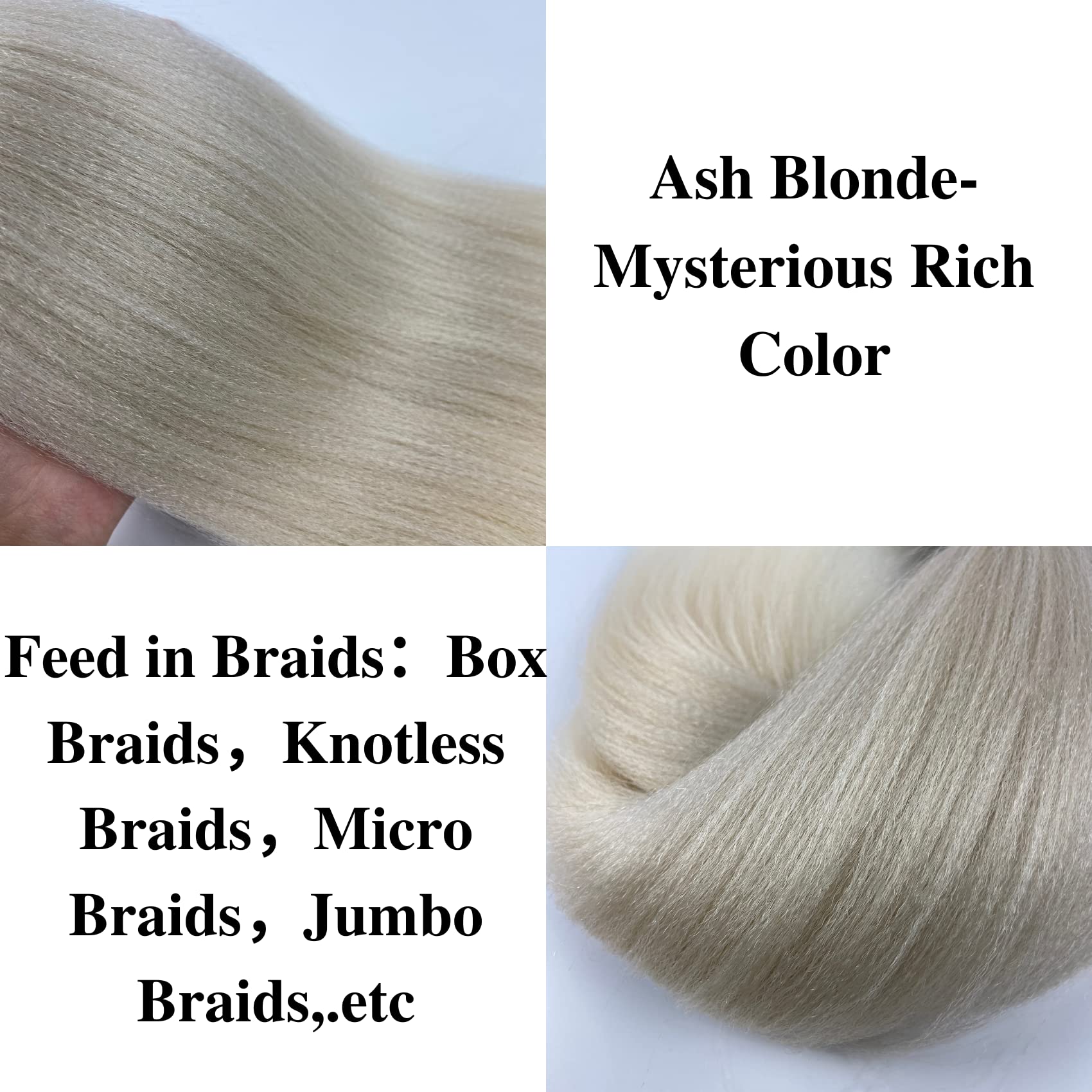 Ash Honey Blonde Pre-stretched Braiding Hair Hypoallergenic ez Braid Pre stretched Braiding Hair Extensions for Knotless Box Bra