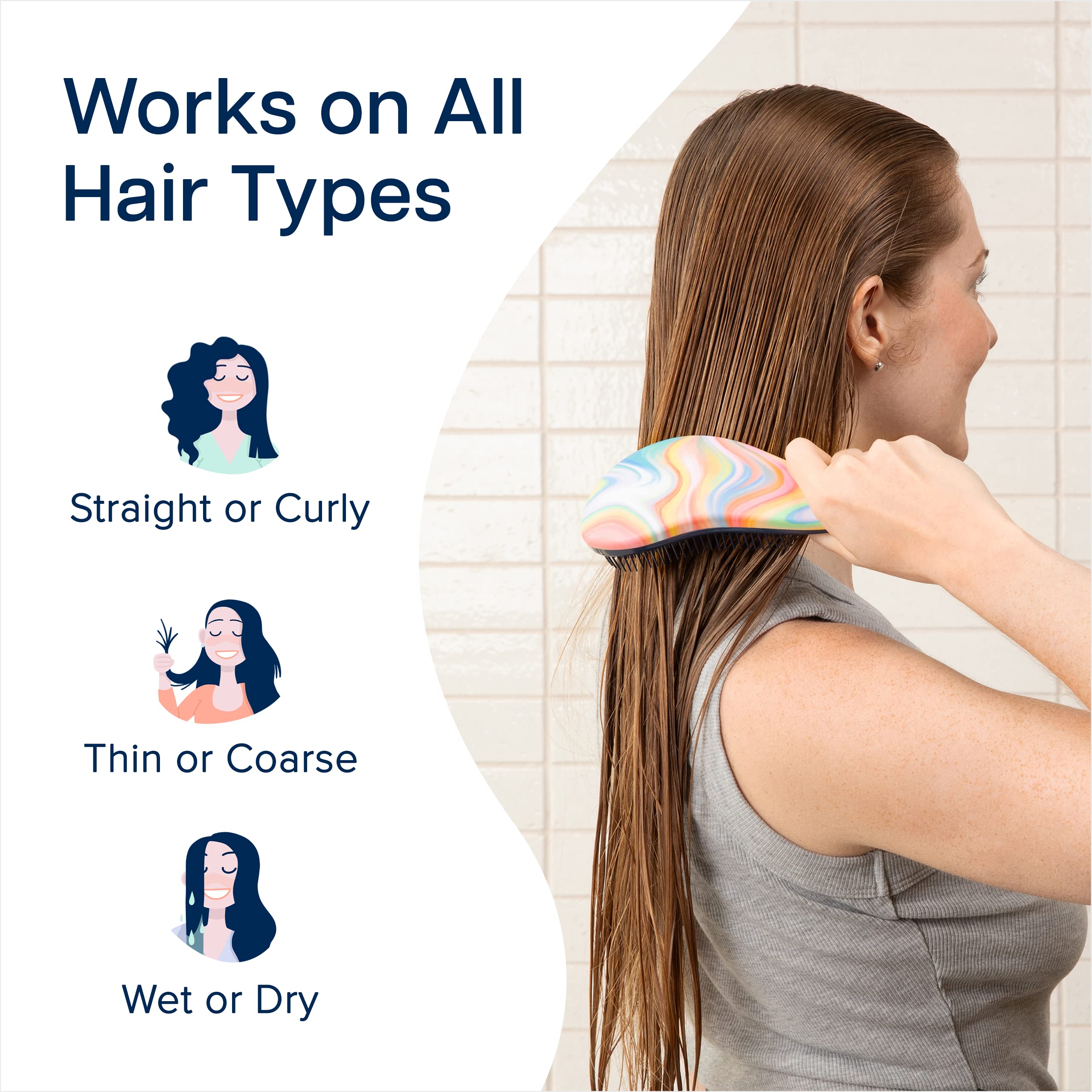 Crave Naturals Glide Thru Detangling Brush For Adults & Kids Hair - Detangler Natural, Curly, Straight, Wet, Dry Hairbrush Men&W