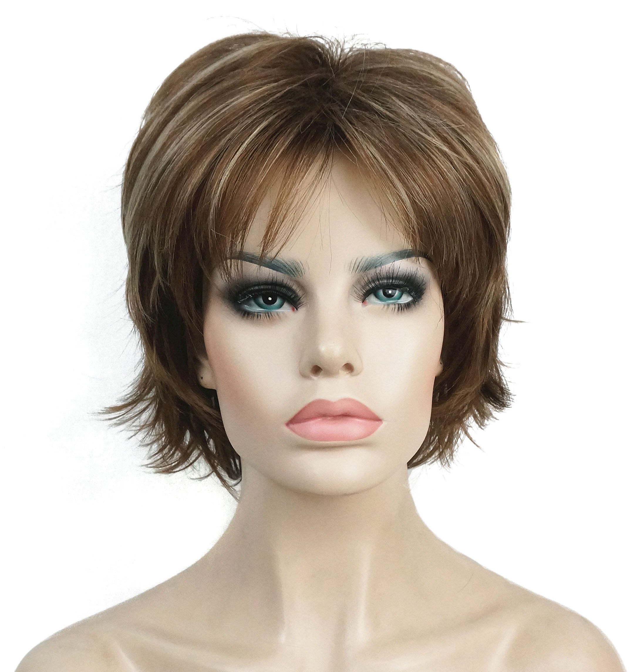Lydell Short Layered Shaggy Full Synthetic Wig Wigs 12Tt26 Brown Highlights