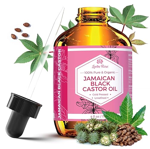 Leven Rose Jamaican Black Castor Seed Oil, Jamaican Black Castor Oil For Hair Growth, 100% Natural, Pure Organic Serum, Scalp Oi