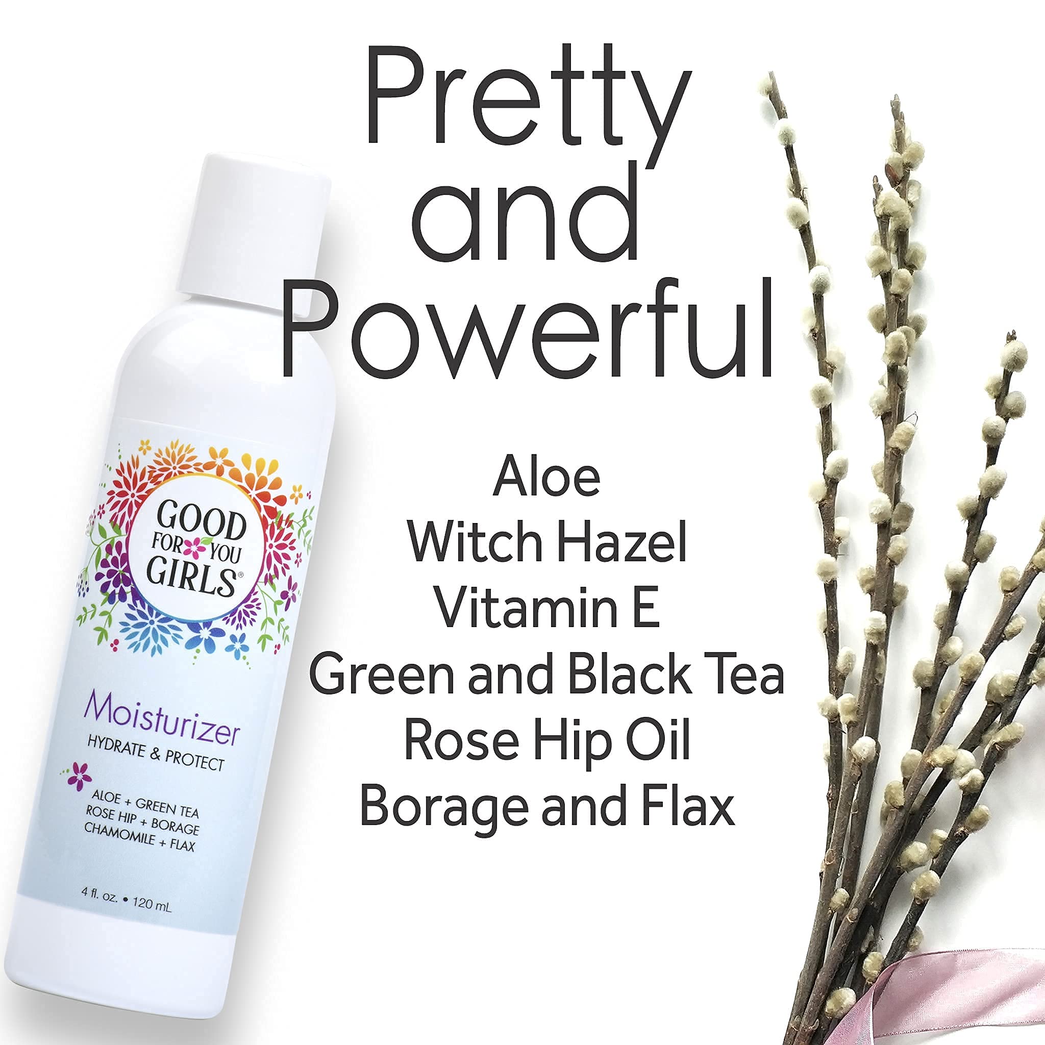 Good For You Girls Natural Facial Moisturizer, Calming and Non-Comedogenic with Aloe, Vitamin E, Arnica, Rose Hip, Borage, Green