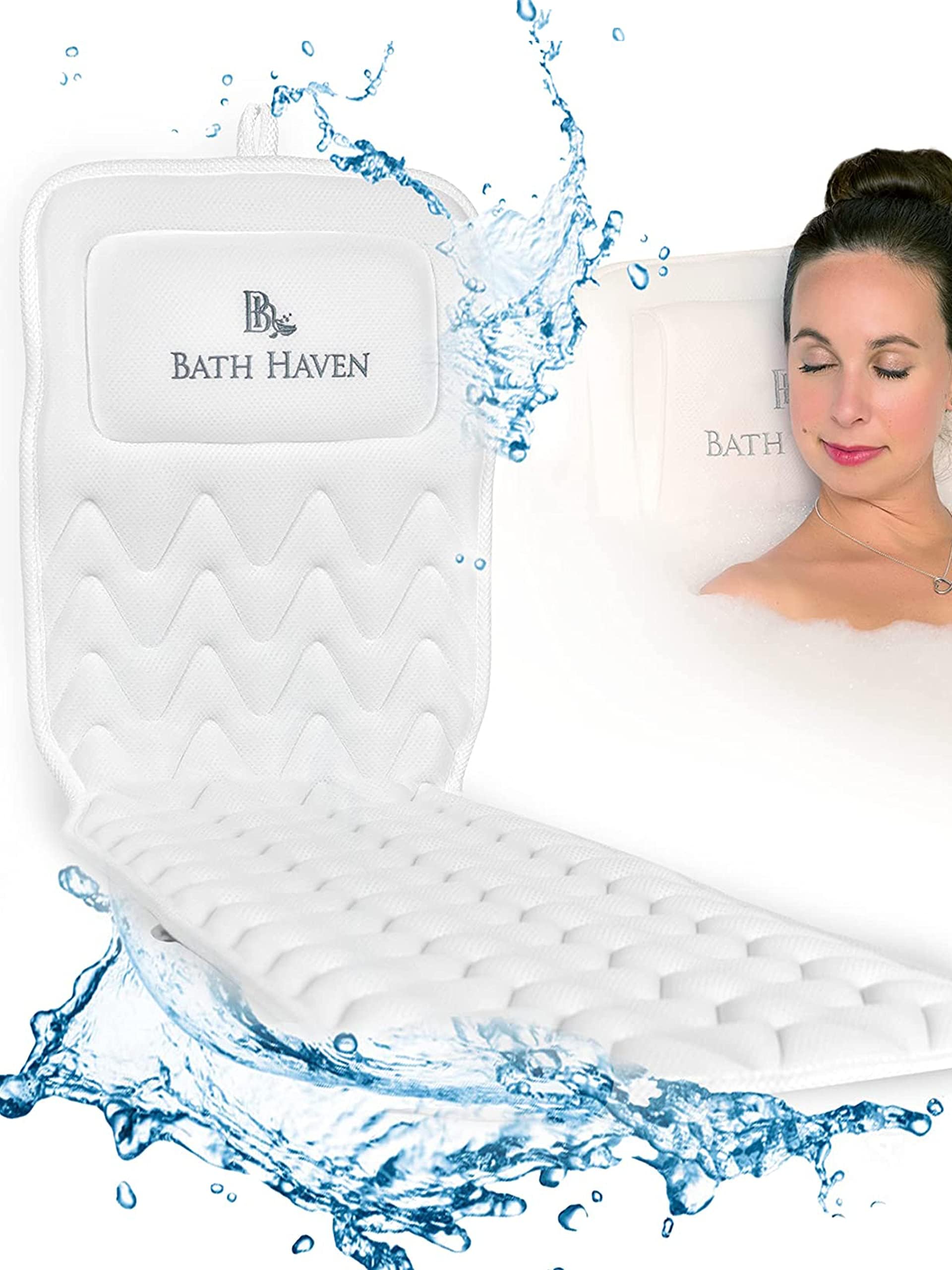 Bath Haven Bath Pillow For Bathtub - Full Body Mat & Cushion Headrest For Women And Men, Luxury Pillows For Neck And Back In Sho