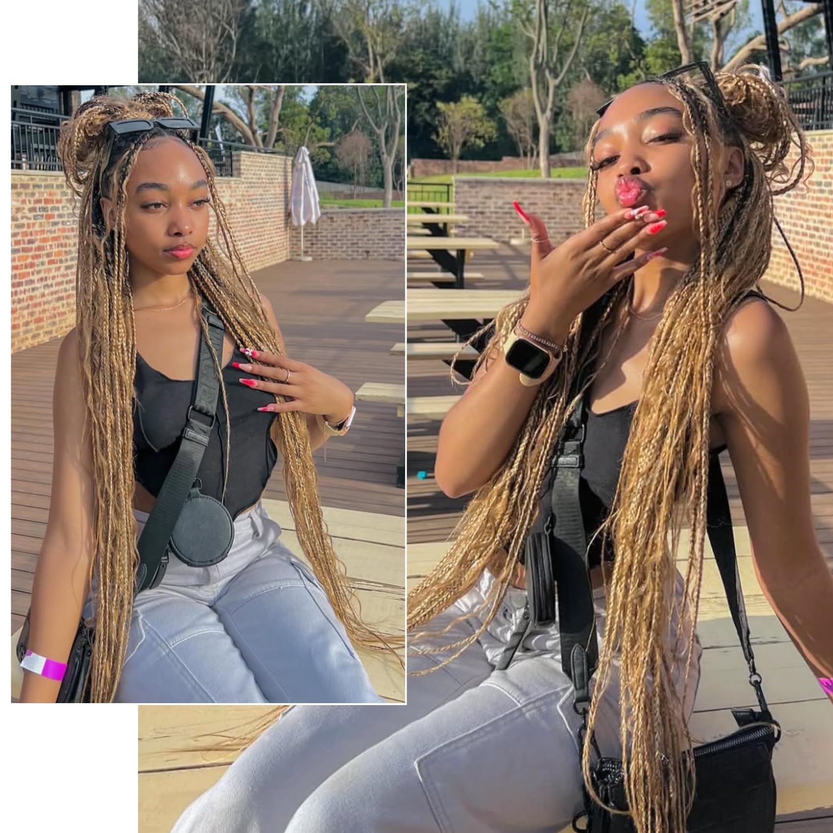 Brown Blonde Braiding Hair Pre Stretched 30Inch Box Braids Hair Extension for Braiding 27/30/613 Mixed Braiding Hair for Knotles