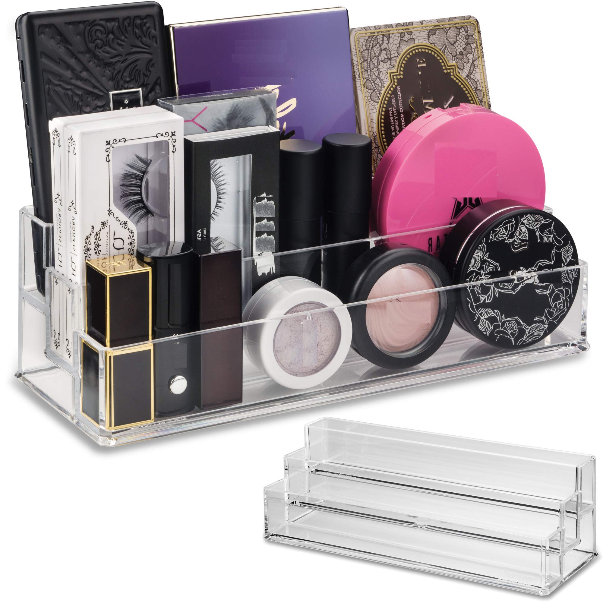 Byalegory Tiered Acrylic Eyeshadow Palette Makeup Organizer (Small Palettes, Compacts, Lipsticks, Lip Gloss, Eye Shadows, Cosmet