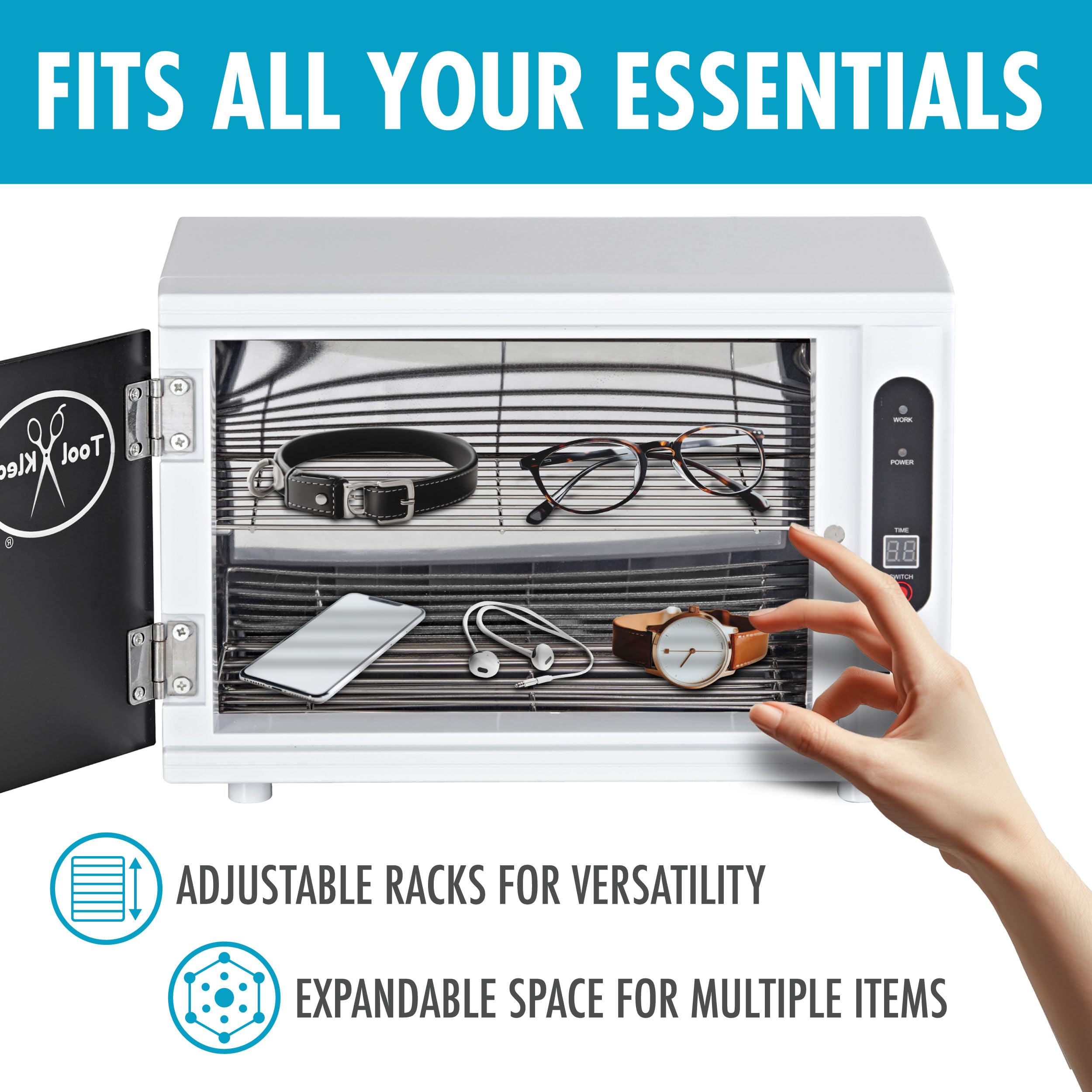 UV Light Sanitizer Box - Large, Professional Grade, Fast UVC Sanitizer Cabinet for Cleaning Salon Tools, Nail Clippers, Cell Pho