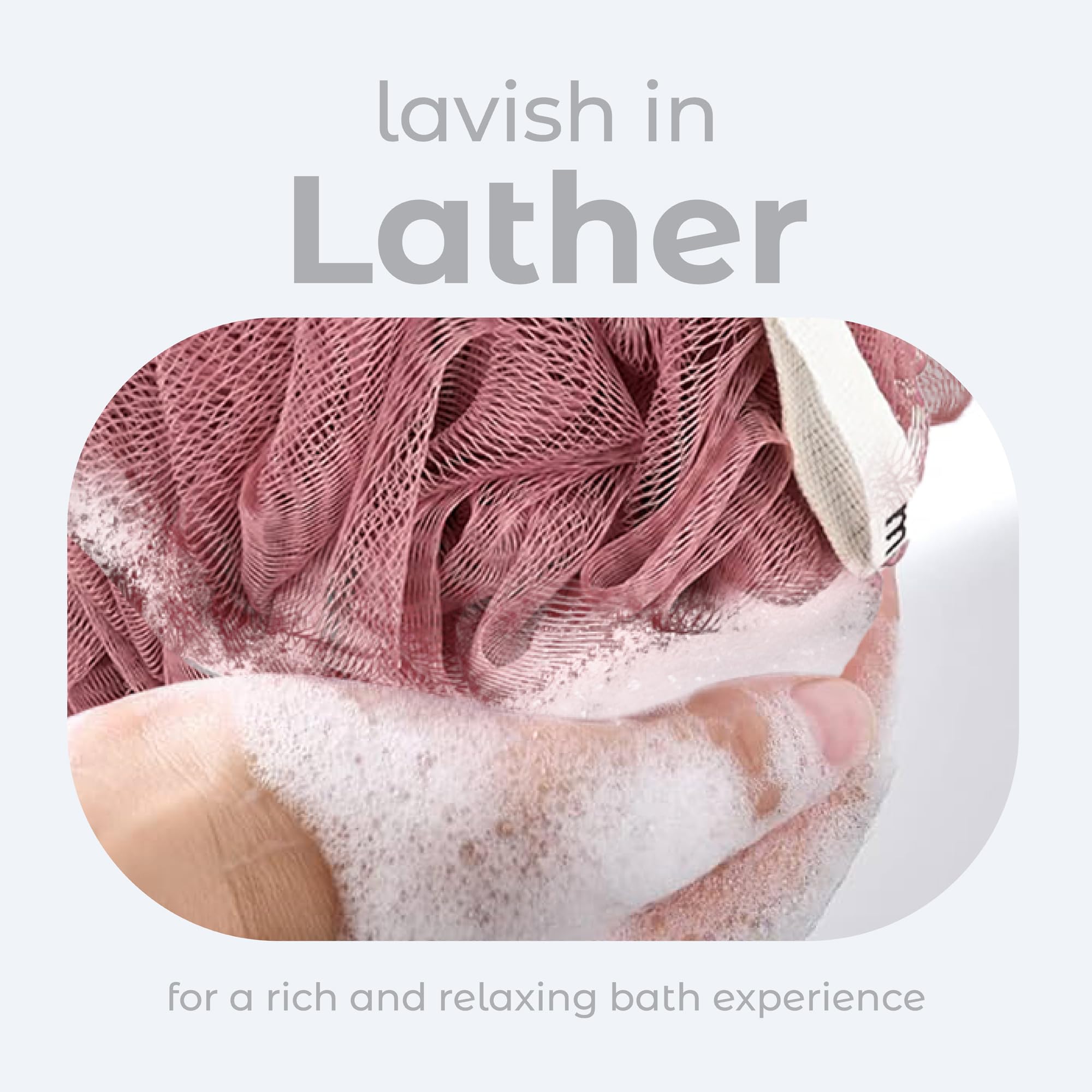 Mainbasics Bath Shower Loofah Sponge Pouf Body Wash Scrubber (Set Of 3) (Coral Reef)