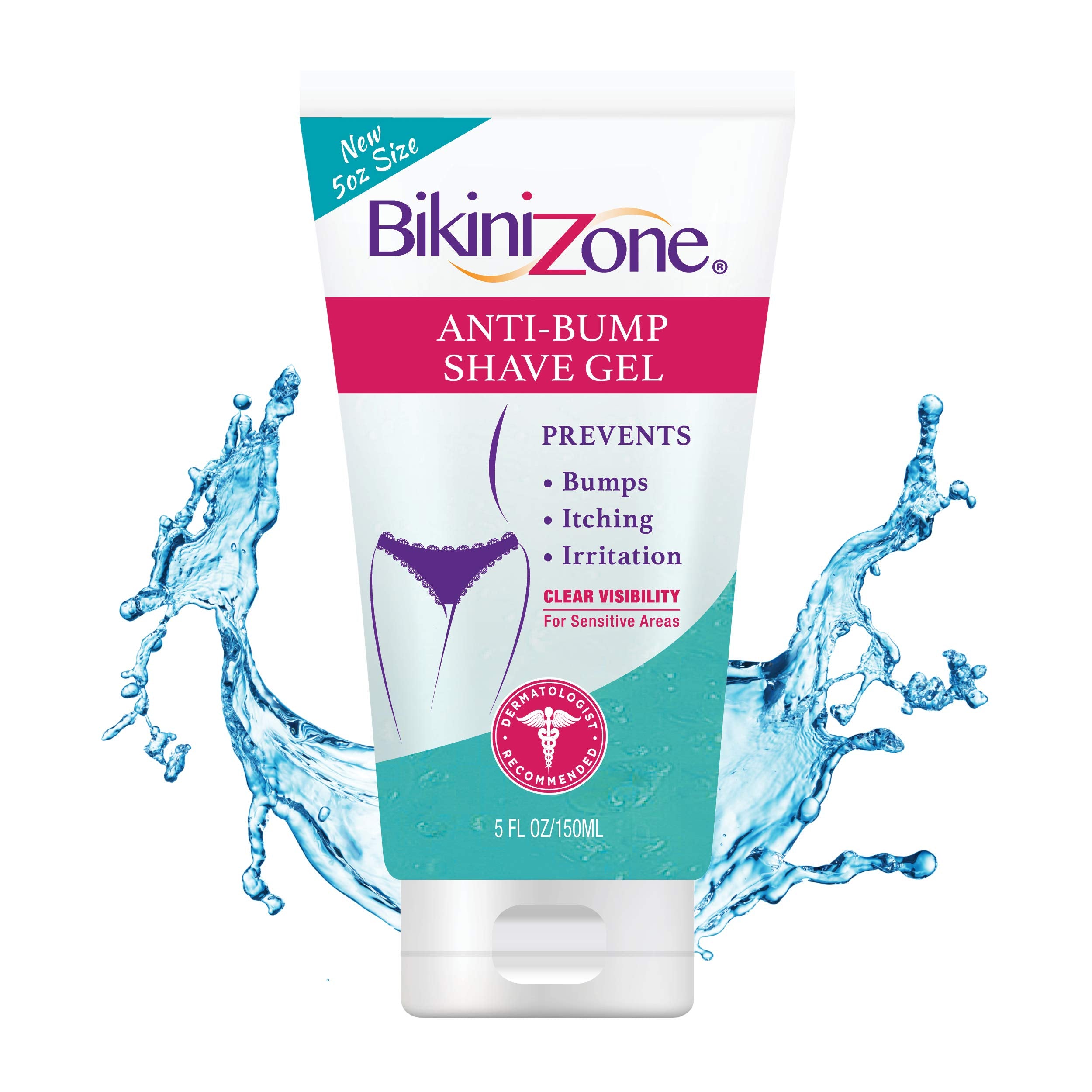 Bikini Zone Anti-Bumps Shave Gel - Close Shave W/No Bumps, Irritation, Or Ingrown Hairs - Dermatologist Recommended - Clear Full