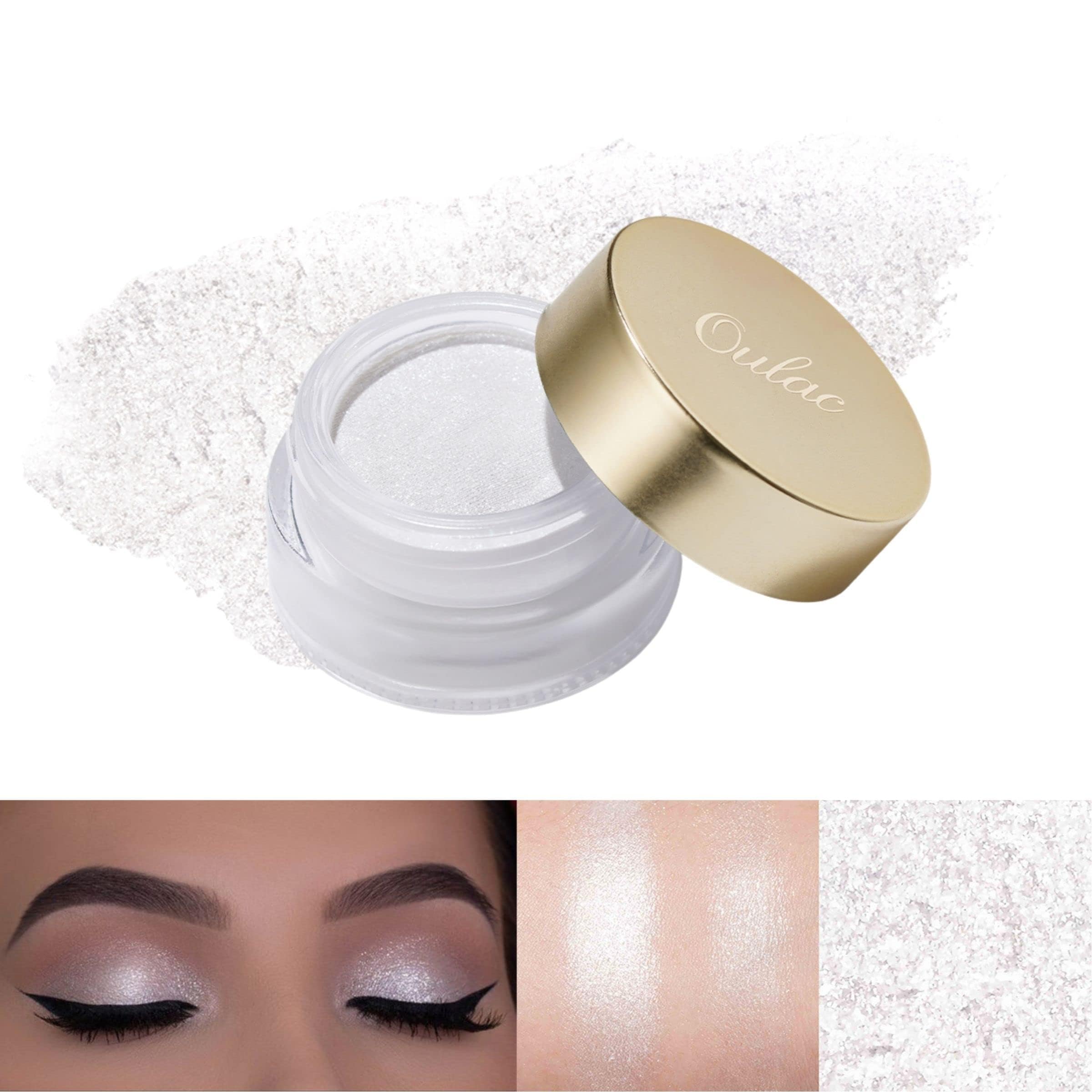 Oulac Shimmer White Cream Eyeshadow-Eyeshadow Prime| As Highlighter Waterproof & Long Lasting Glitter Eyeshadow Natural Color Ey