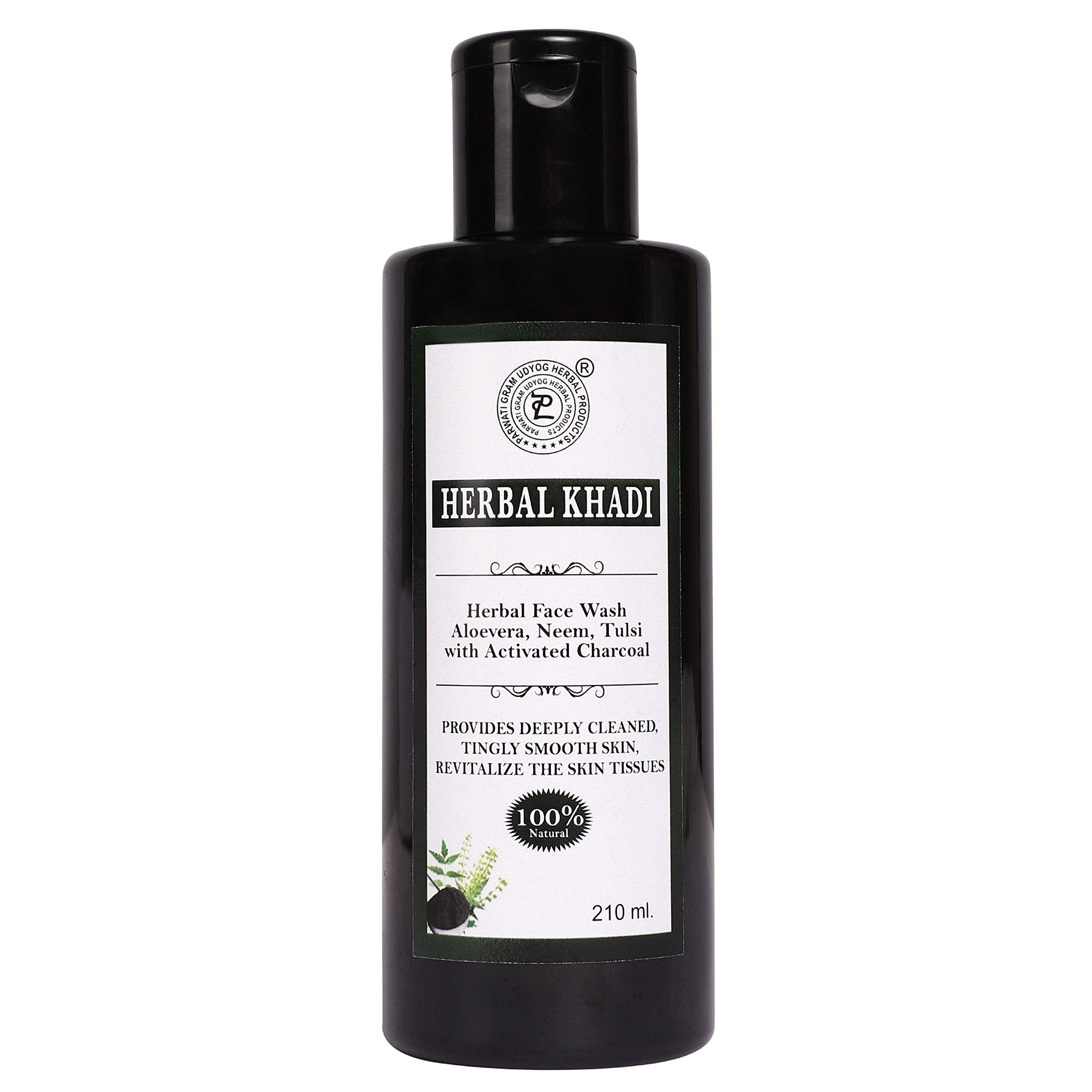 Herbal Khadi Activated Charcoal (No Sulphates & Parabens) Natural Face Wash Deep Detoxifier Oil Control Anti Pollutant Pores Cle