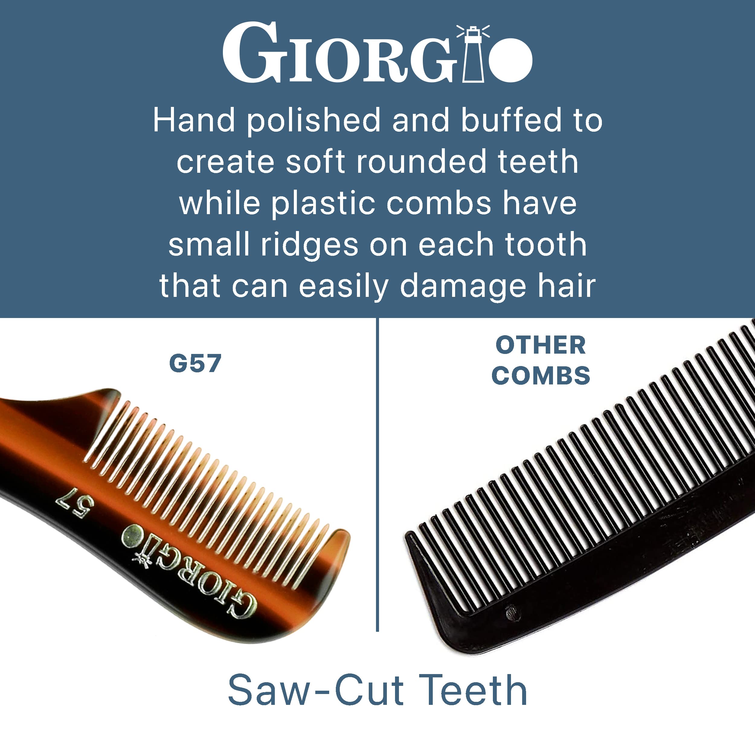 Giorgio G57 Extra Small 2.75 Inch Men'S Fine Toothed Beard And Mustache Comb For Facial Hair Grooming And Styling. Wallet Pocket