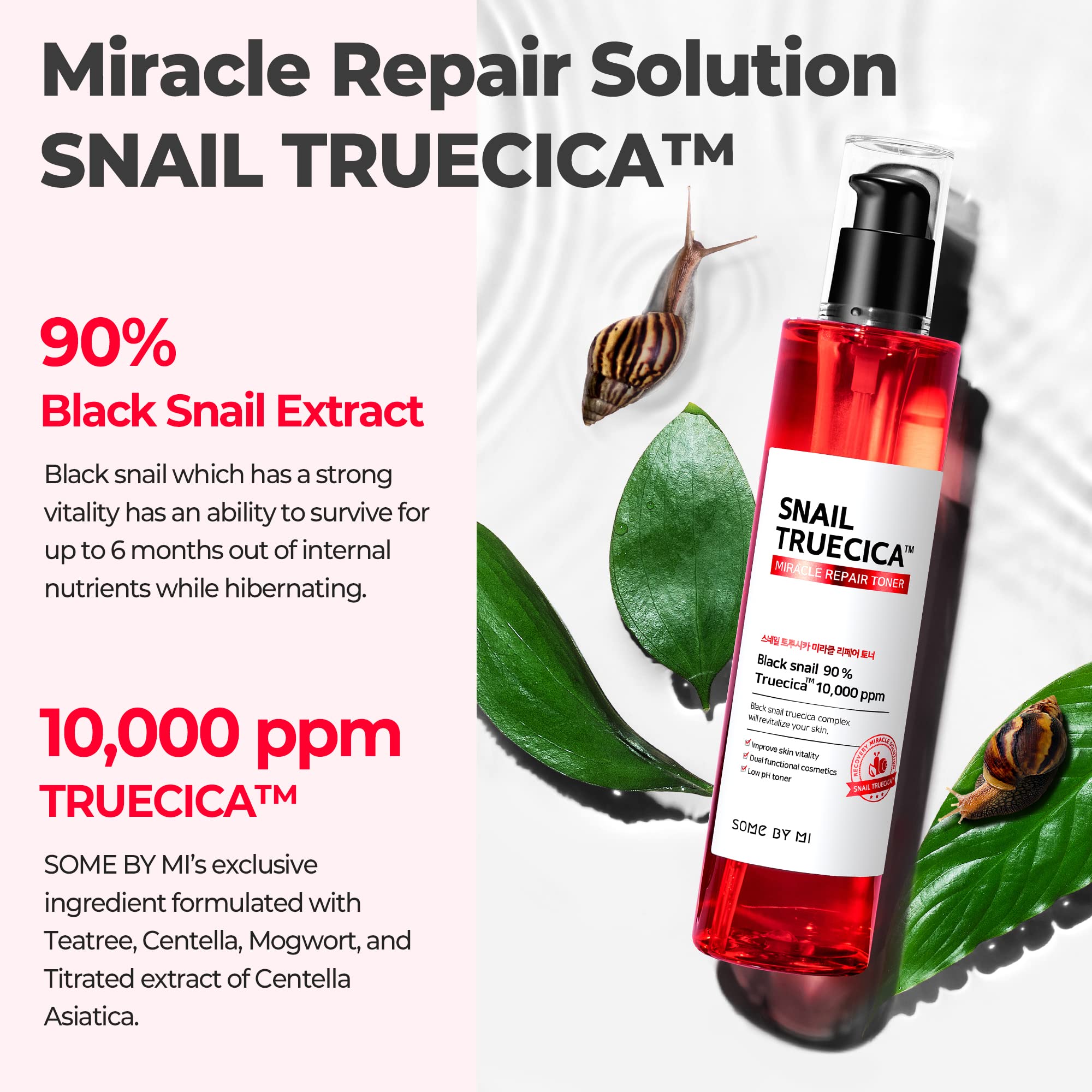 Some By Mi Snail Truecica Miracle Repair Toner - 4.6Oz, 135Ml - Made From Snail Mucin For Sensitive Skin - Daily Repair Face Ton