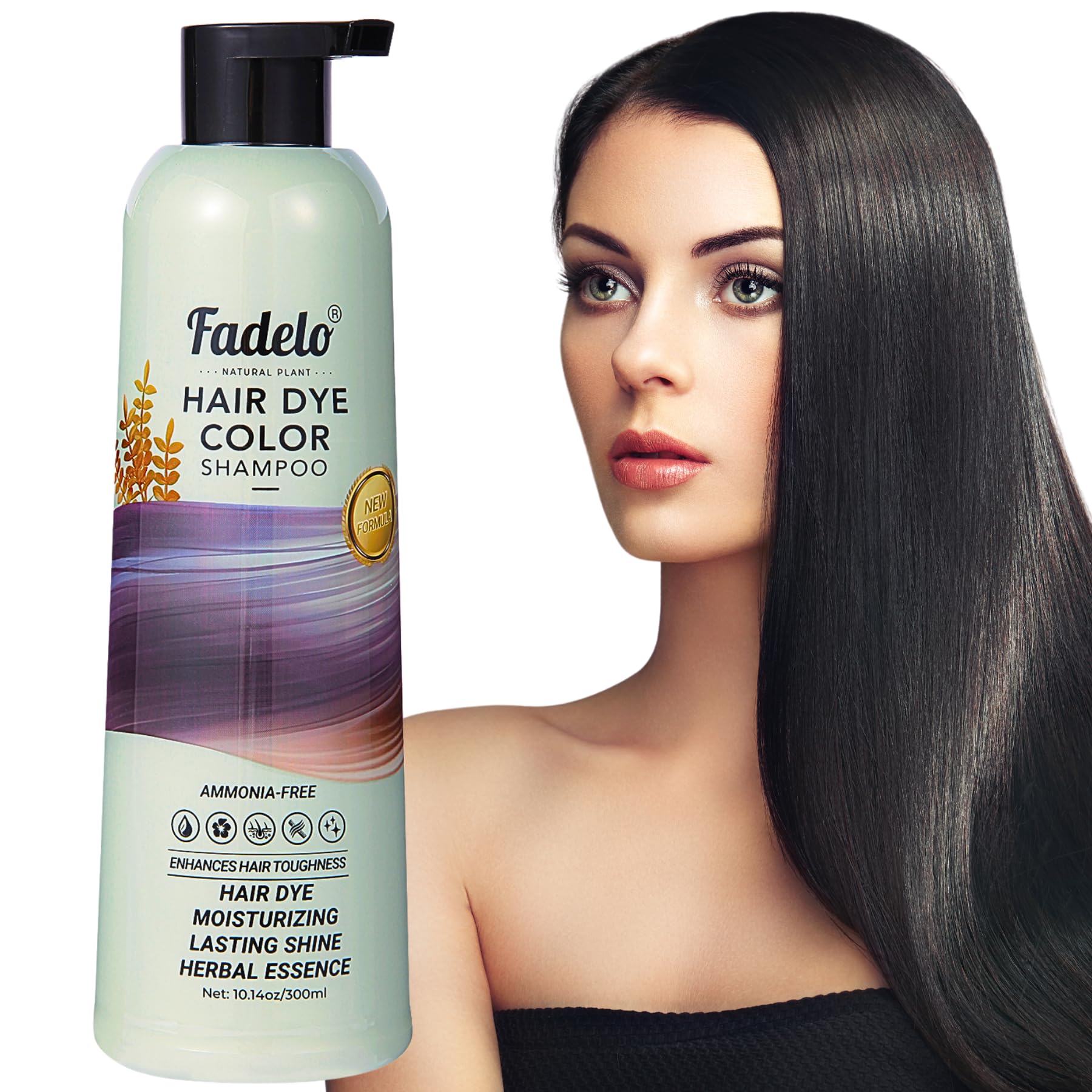 4-in-1 Hair Dye Shampoo for Gray Hair Coverage,New Formula, Semi-Permanent Herbal Hair Color Shampoo,Moisturizing,Lasting Shine 