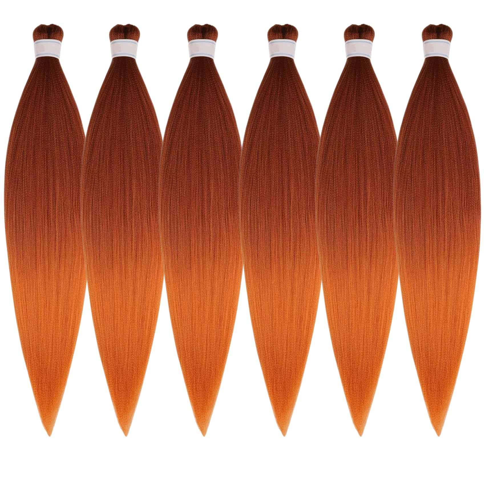 Neon Ginger Braiding Hair Pre stretched Kanekalon Braiding Hair Extensions Feed in Braiding Hair 26 inch 6 Packs