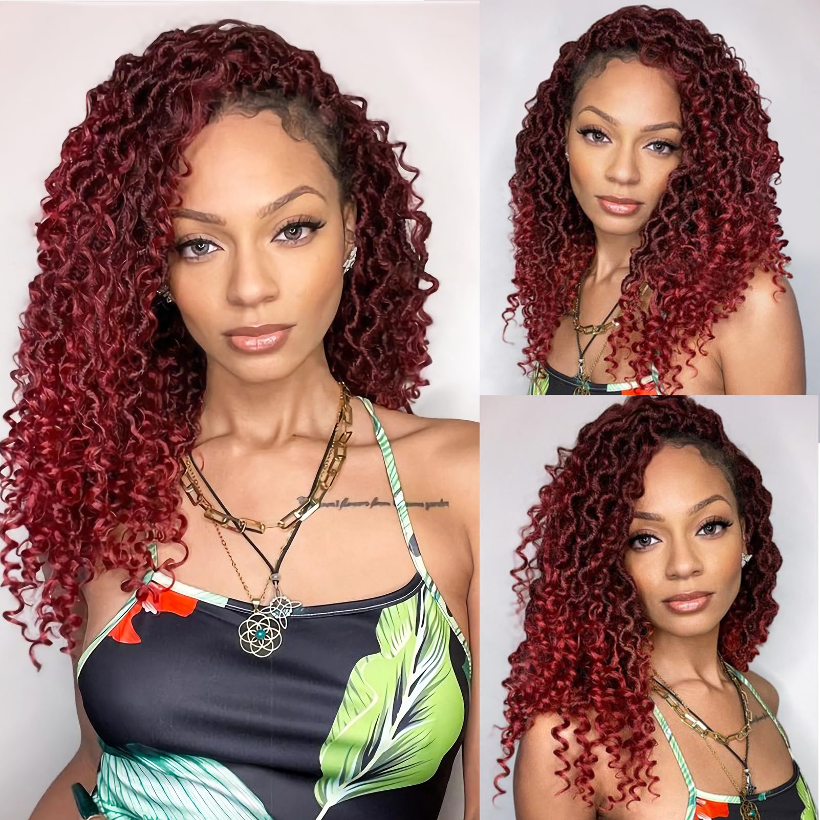 Forevery Faux Locs Crochet Hair 12 Inch Goddess Locs Crochet Hair 6Packs PreLooped Crochet Hair for Black Women Boho Crochet Loc