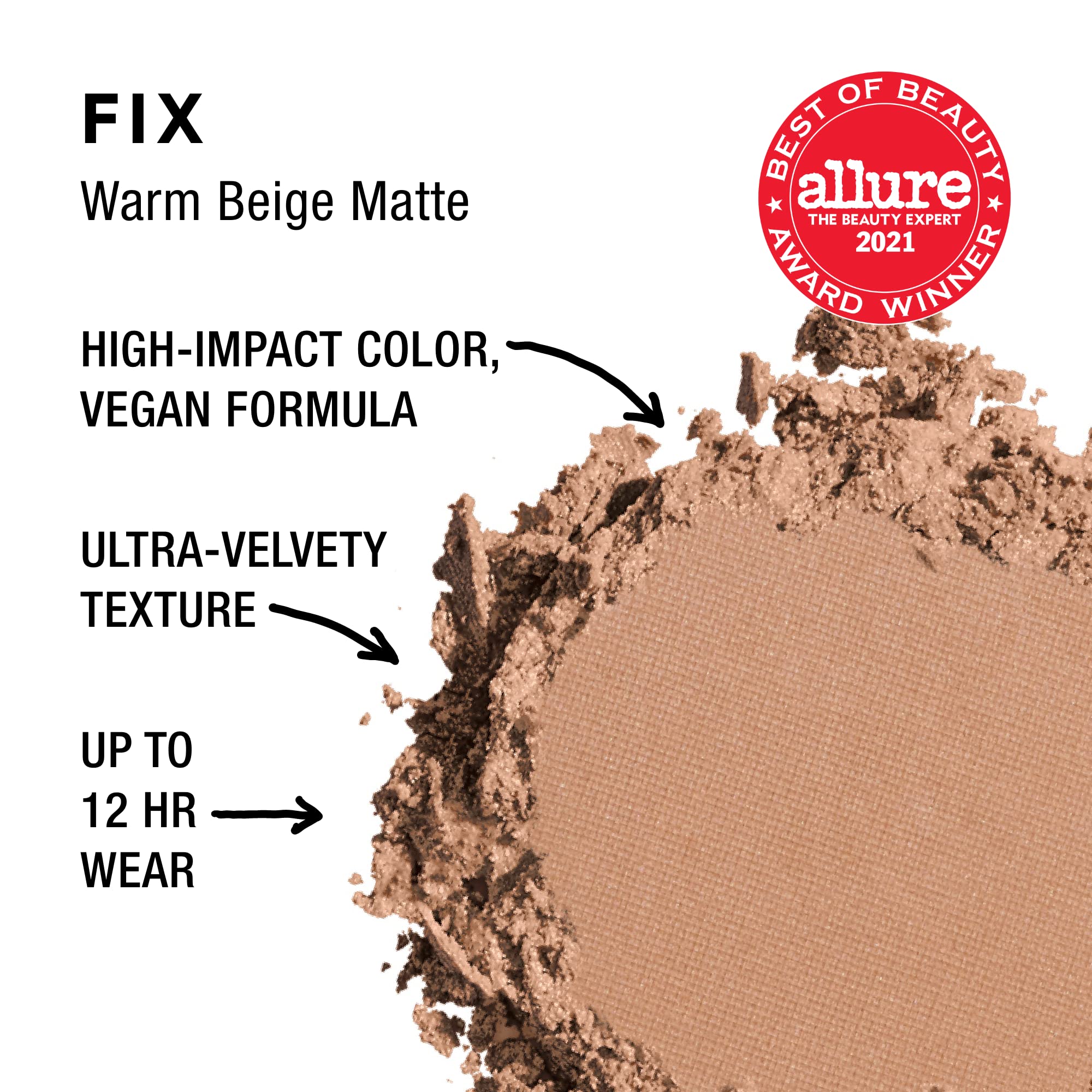 Urban Decay 24/7 Longwear Eyeshadow Single (Fix - Warm Beige Matte), High-Pigment Eye Shadow Compact, Smooth & Blendable Colors,