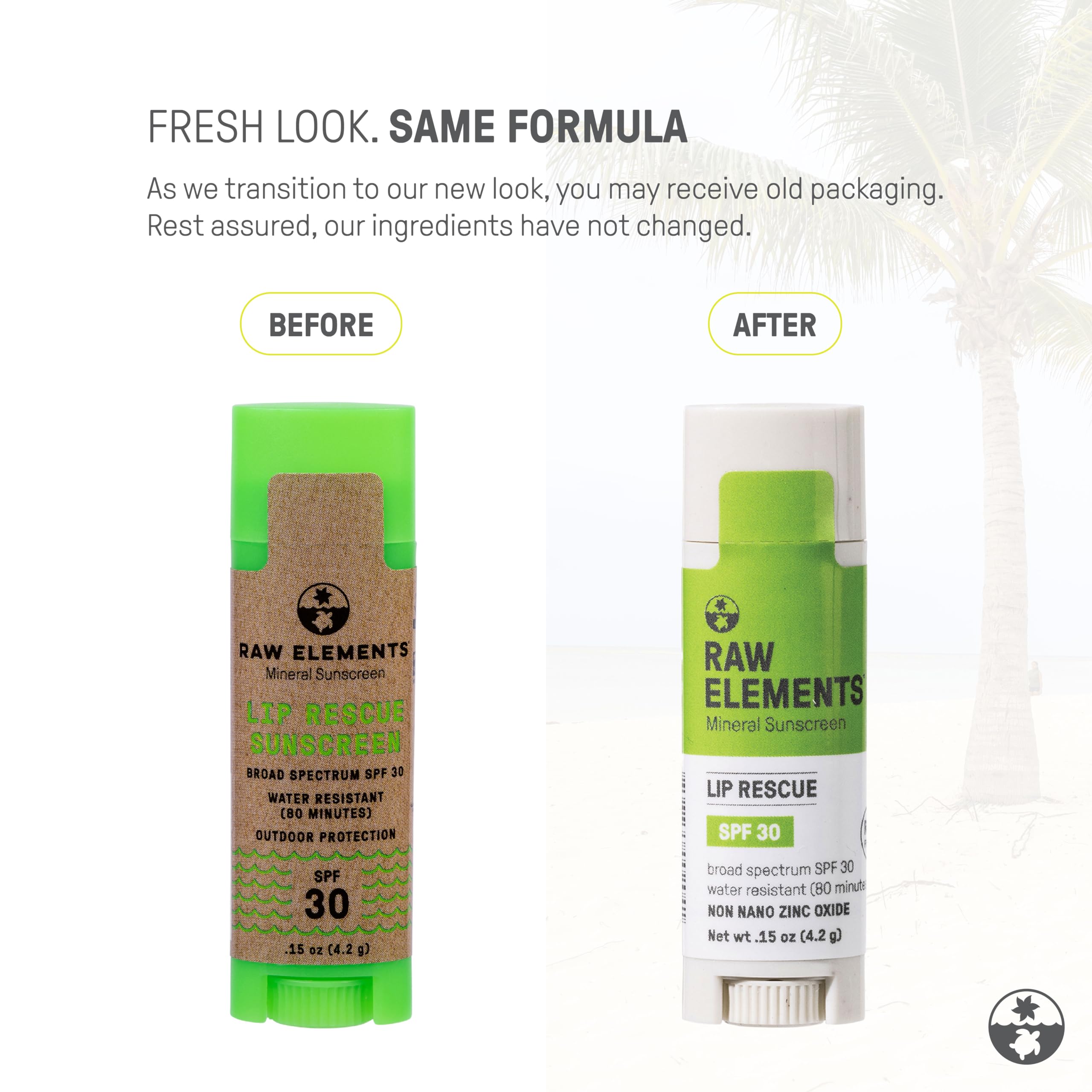 Raw Elements Organic Outdoor Sunscreen Lip Balm Rescue - SPF 30, UVA-UVB Protection, Reef-Safe, Non-Nano Zinc, Water Resistant,