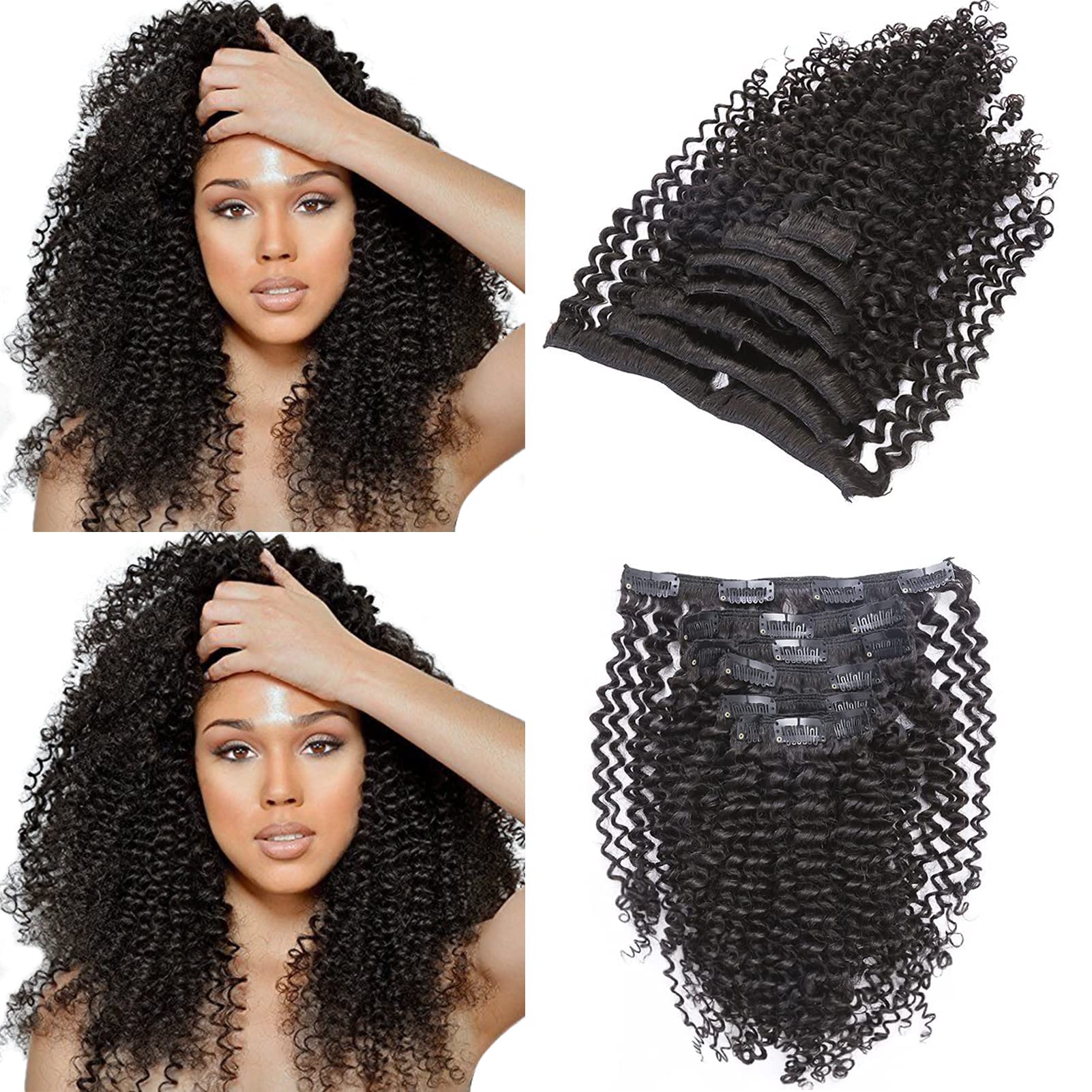 Loxxy Kinky Curly Clip in Human Hair Extensions 3B 3C Kinky Clip Ins Nutural Black Color 8A Afro Kinkys Curly Hair Extensions Cl