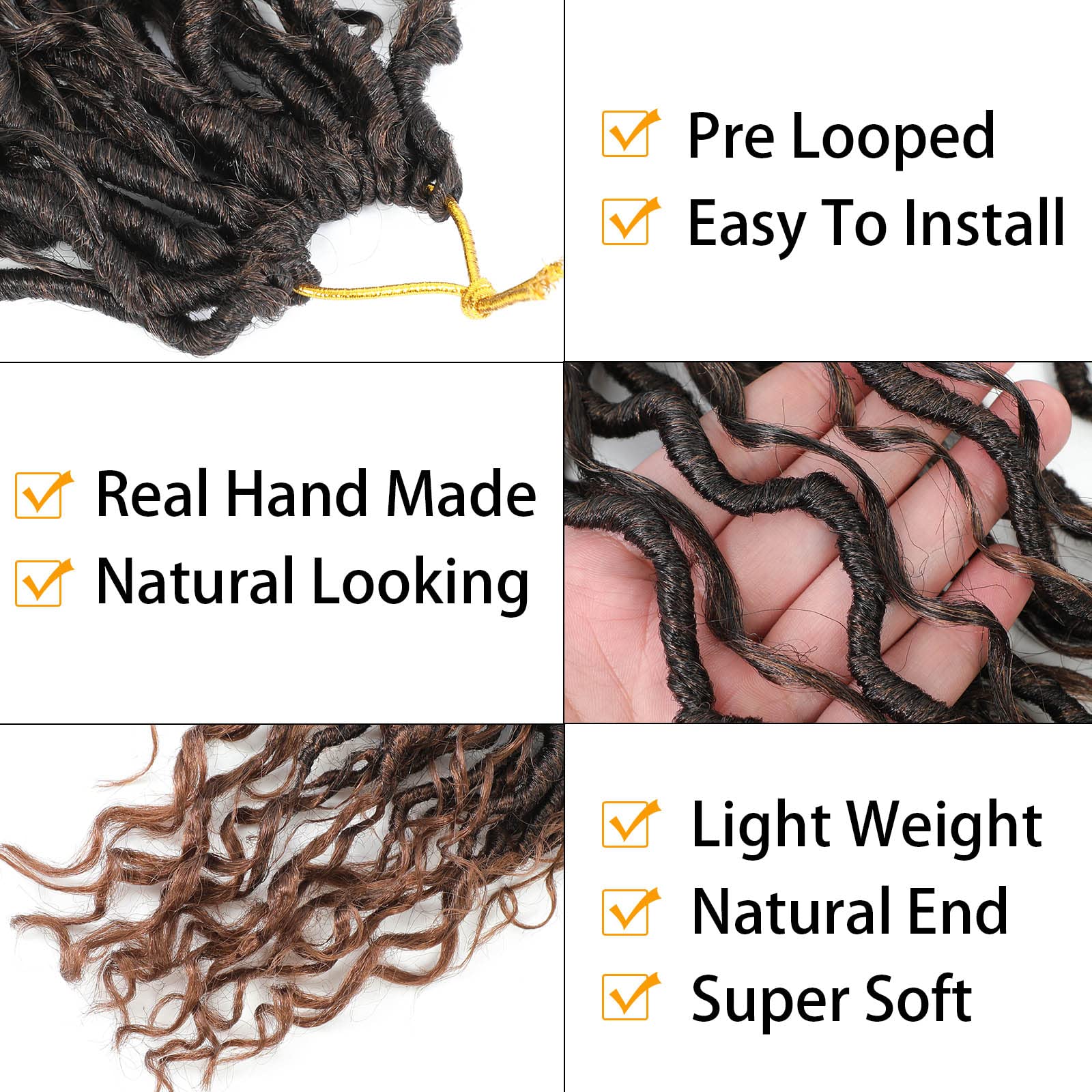 14 Inch 8 Packs Goddess Locs Crochet Hair Pre Looped Faux Locs Crochet Hair For Women Soft Boho Hippie Locs Hair Extension Synth
