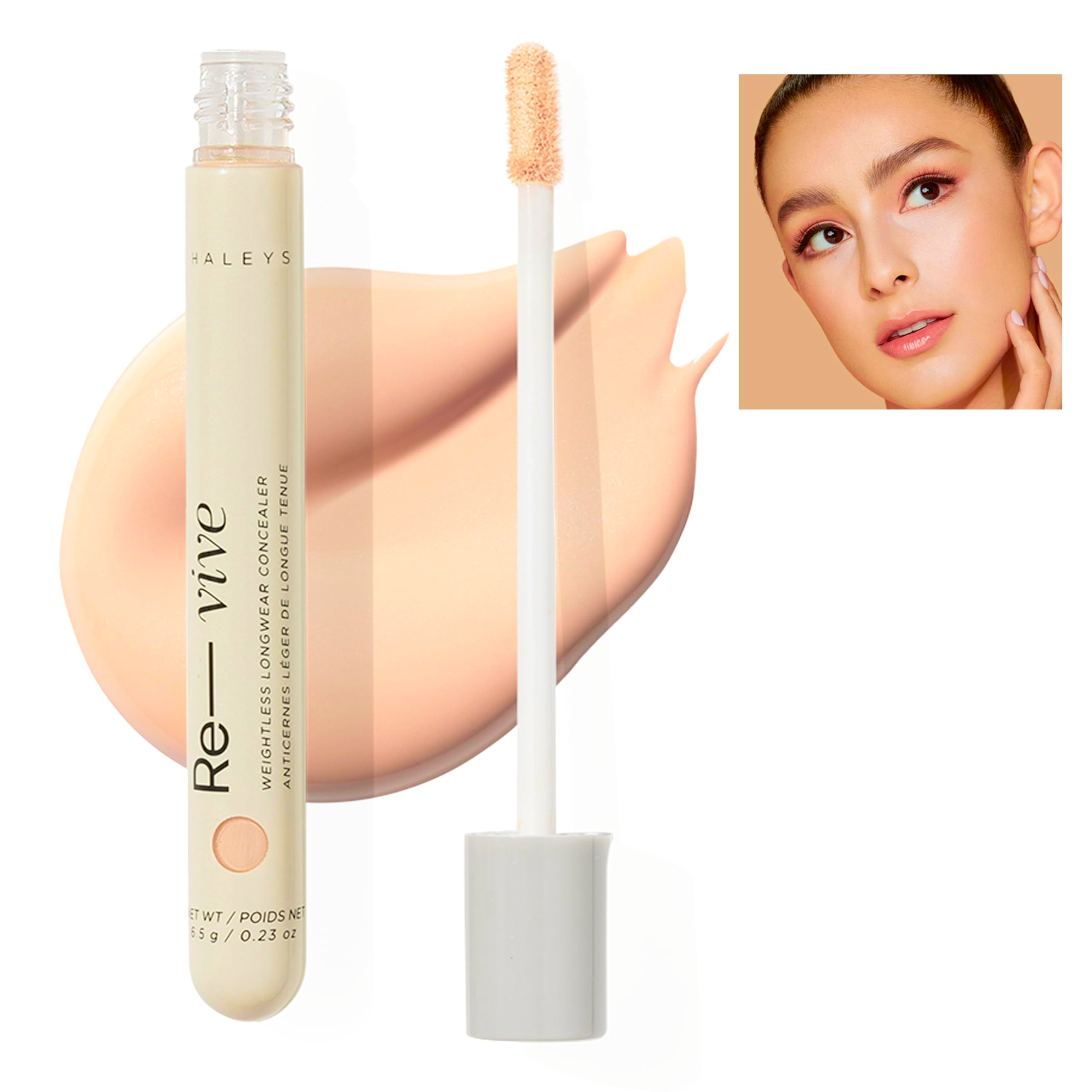 HALEYS Weightless Longwear Concealer (Light - Neutral), Re-vive, Medium to Full Coverage, Gripping Concealer, Fast-setting, All-