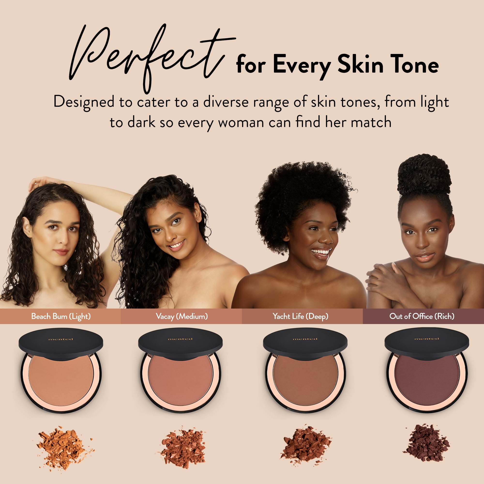 Mented Cosmetics Made in Italy, Cruelty Free Makeup, Vegan, Paraben Free, Shimmer Bronzer, Highlighter Bronzing Powder Palette f