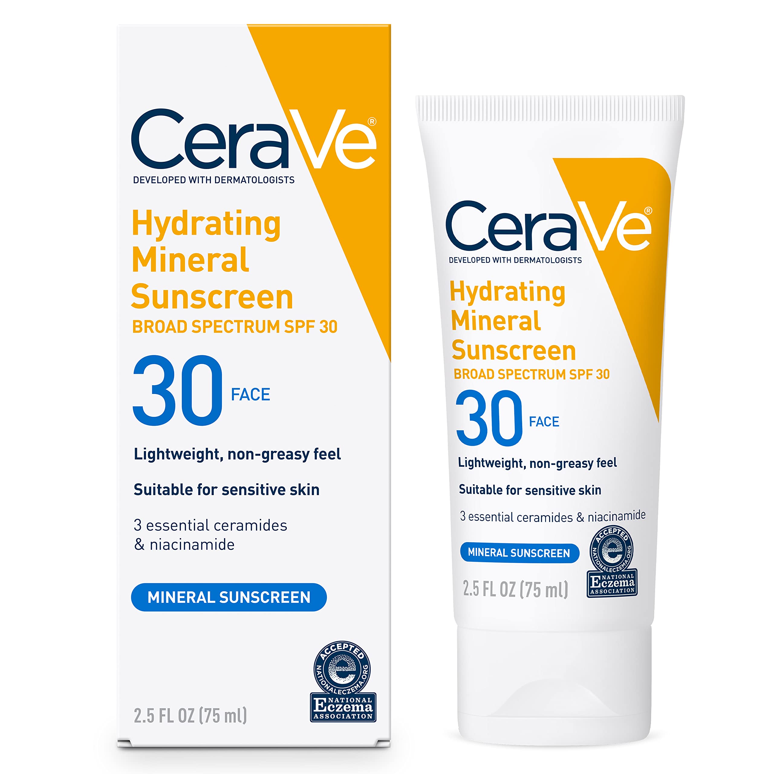 Cerave 100% Mineral Sunscreen Spf 30 | Face Sunscreen With Zinc Oxide & Titanium Dioxide | Hyaluronic Acid + Niacinamide + Ceram