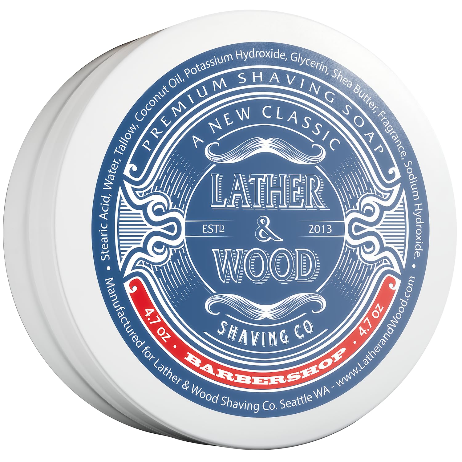 Lather & Wood Shaving Soap - Barbershop - Simply The Best Luxury Shaving Cream - Tallow - Dense Lather with Fantastic Scent for 