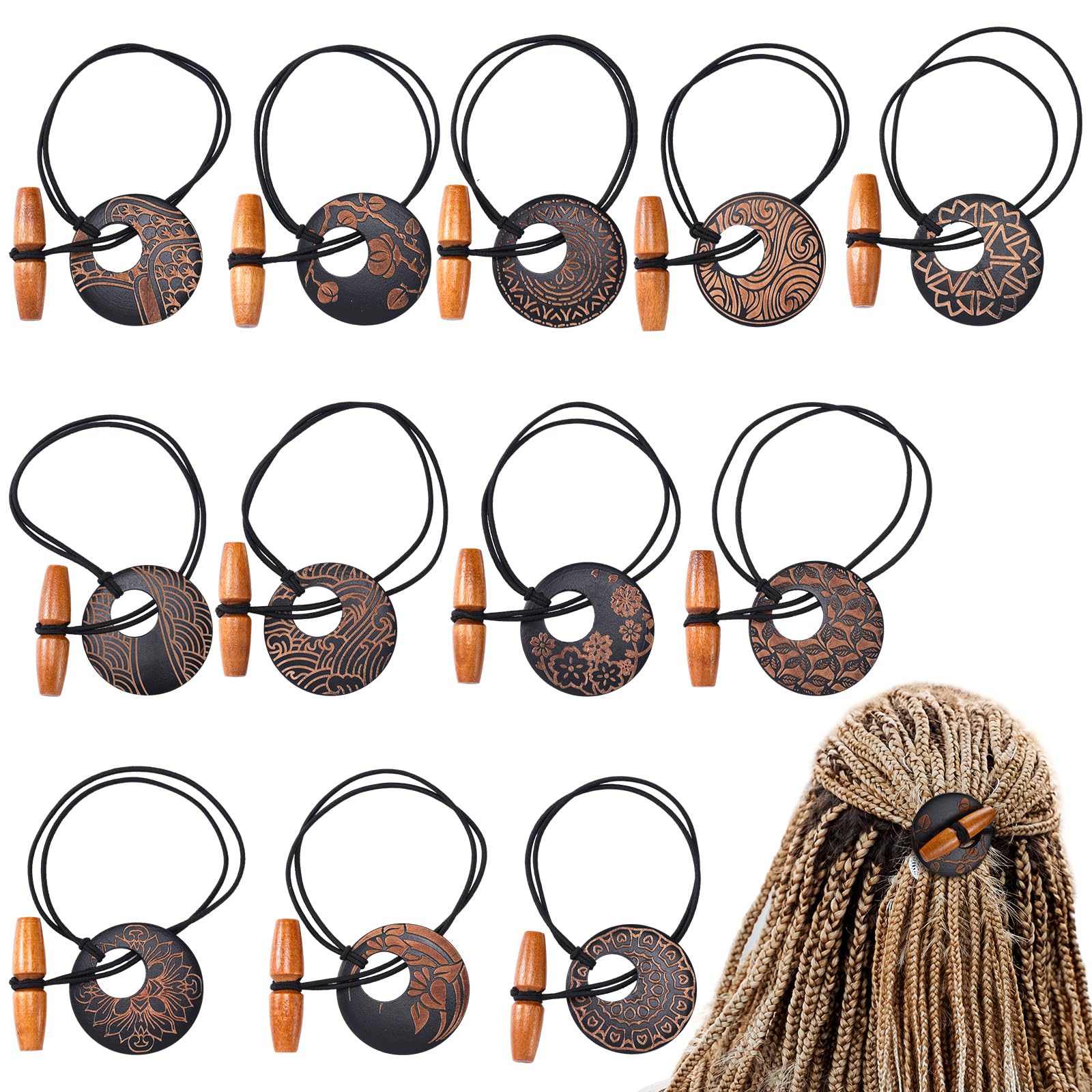 Hotop 12 Pcs Dreadlock Hair Tie Elastic Hair Tie Extra Long Rubber Band for Thick and Dreadlock Hair 8cm in Diameter Dreads Pony