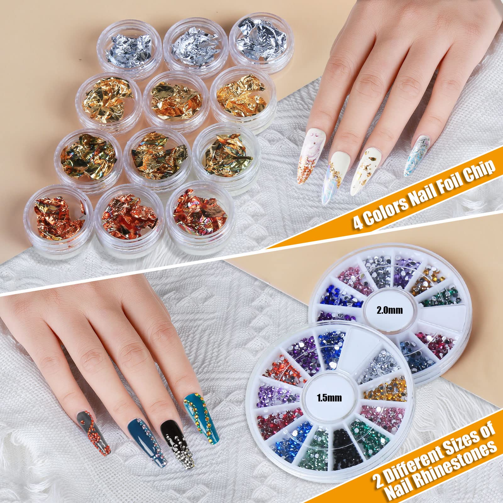 Teenitor Nail Pen Designer, Stamp Nail Art Tool With 15Pcs Nail Painting Brushes, Nail Dotting Tool, Nail Foil, Manicure Tape, C