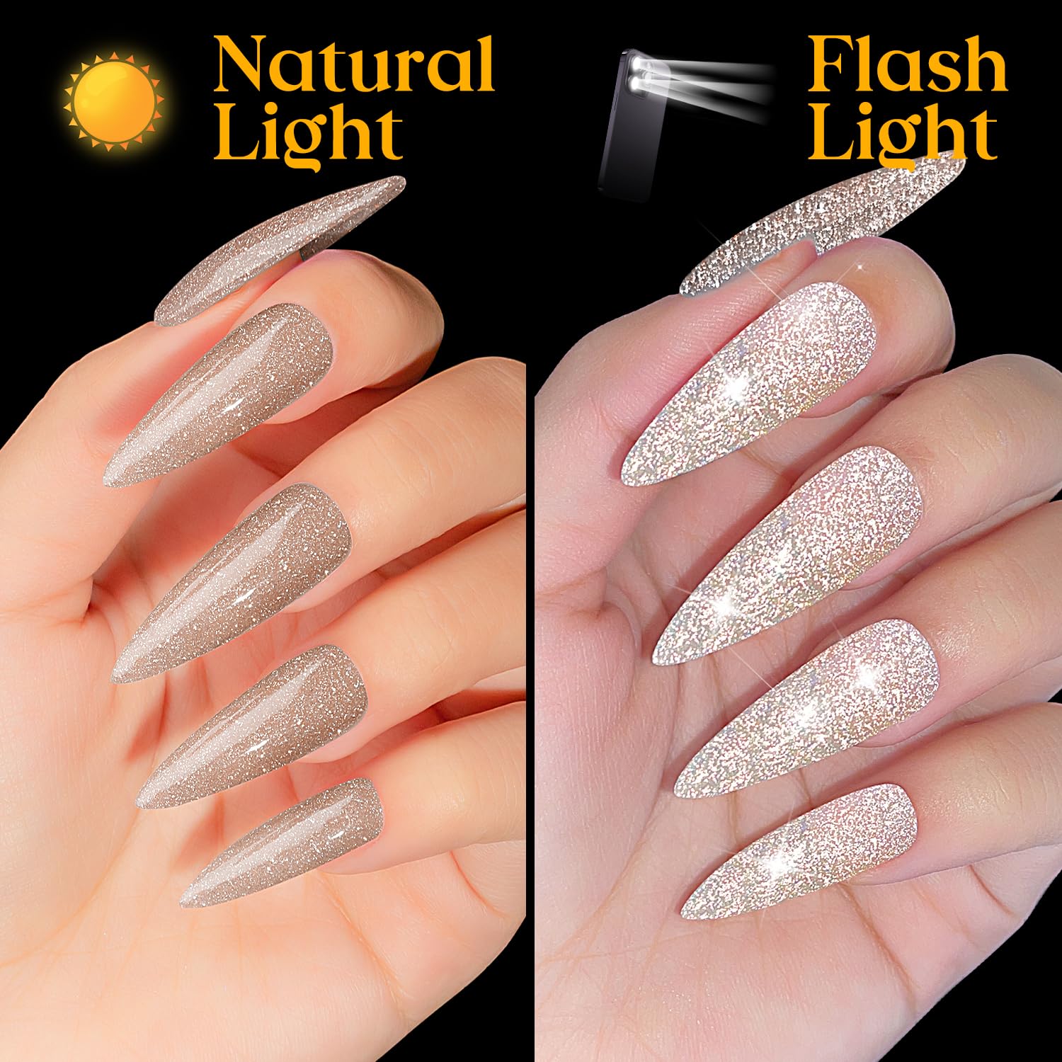 MIZHSE Reflective Glitter Gel Nail Polish, Shimmery Gel Polish Set 10ml Sparkly Shiny Gel Soak Off UV LED Nail Art Varnish Manic