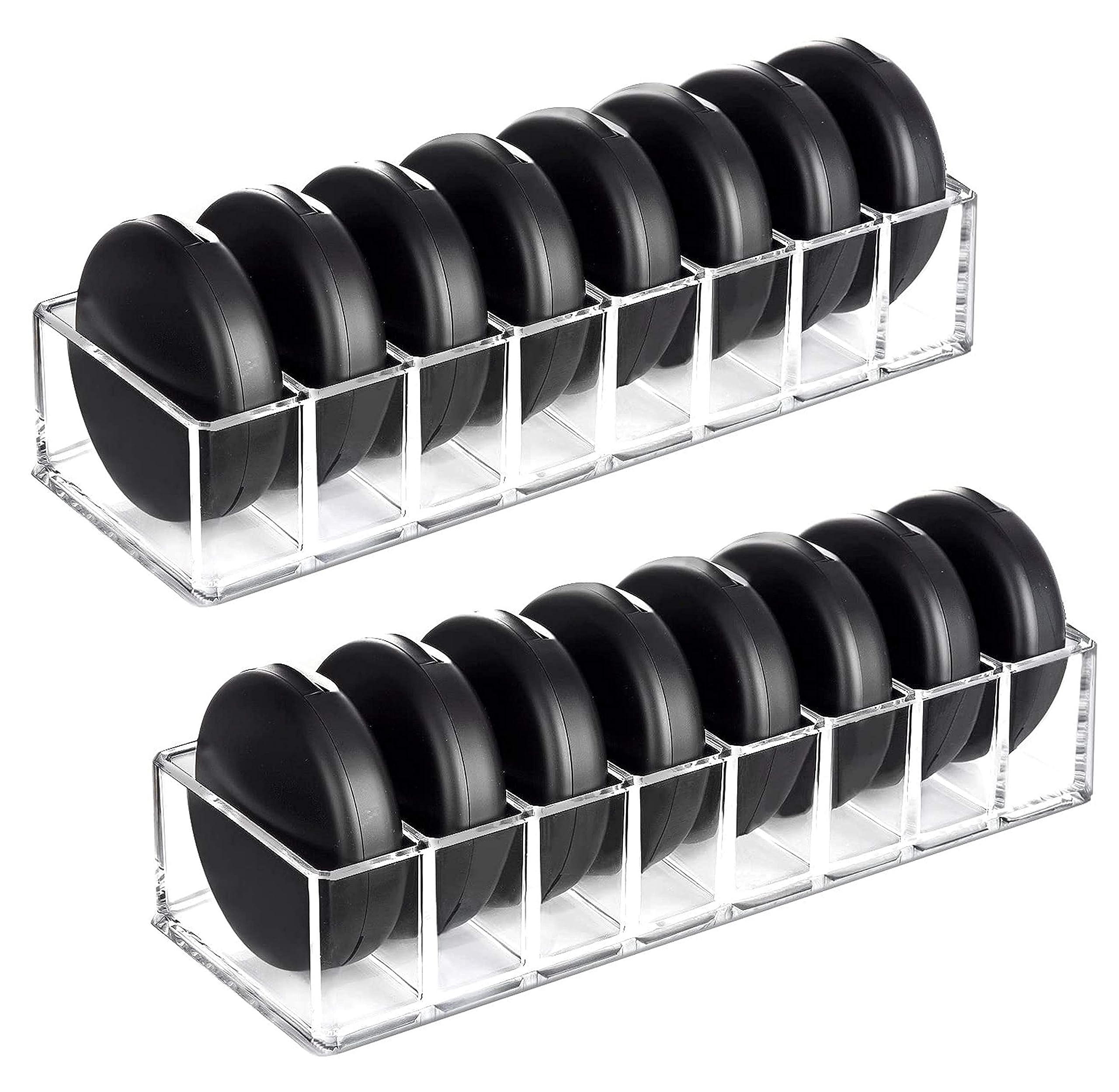 Hblife 2 Pack Clear Acrylic Makeup Compact Organizer, 8 Spaces Vanity Organizer Stand Eyeshadow Pallet Storage For Lipstick Bron