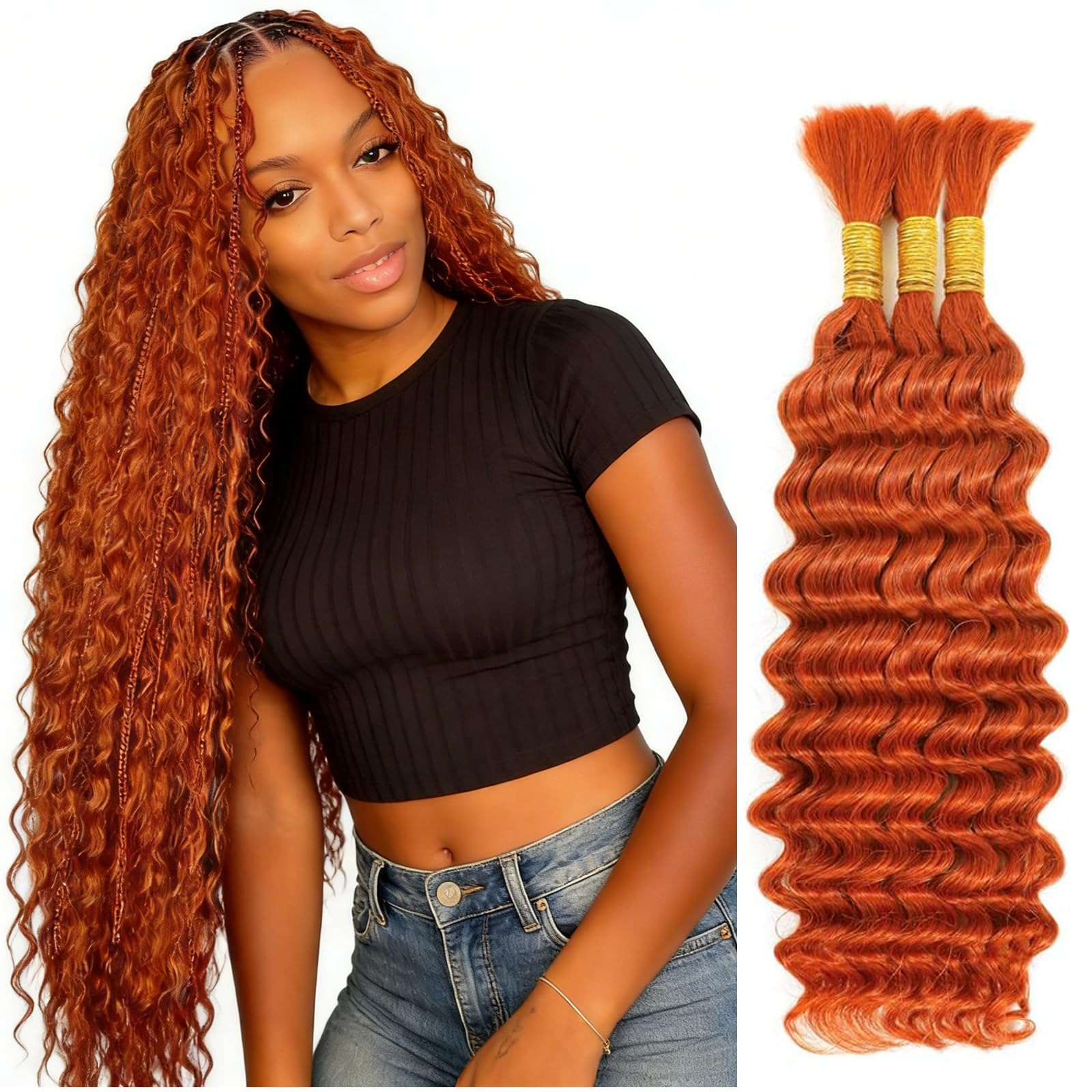 #350 Ginger Orange 150g 16 Inch,boho human hair,Human Braids, Boho Braids