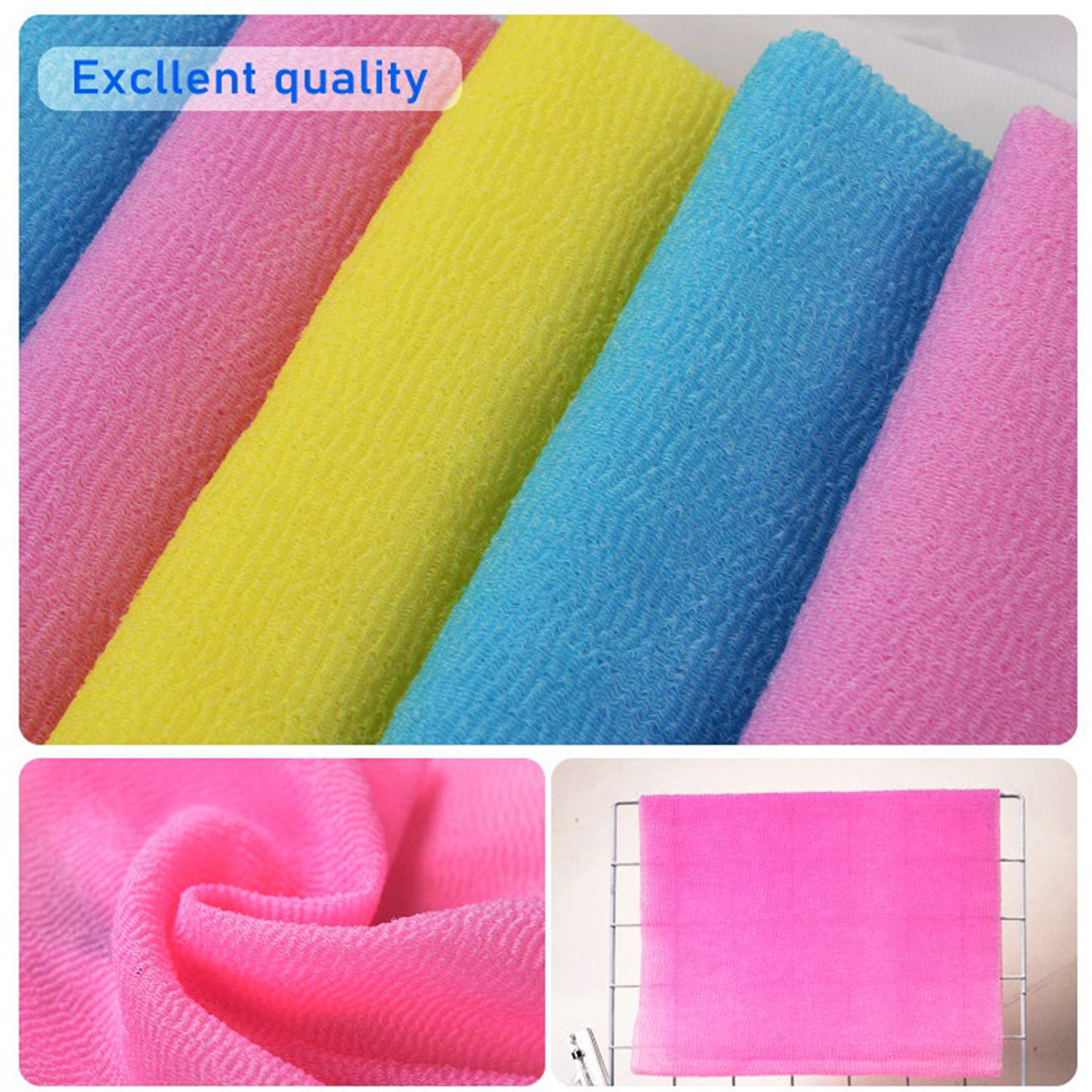 Arch&M Exfoliating Washcloth 12 Pack Back Scrubber For Shower Towel Exfoliating Body Scrubber Microabrasion Sponge Japanese Bath