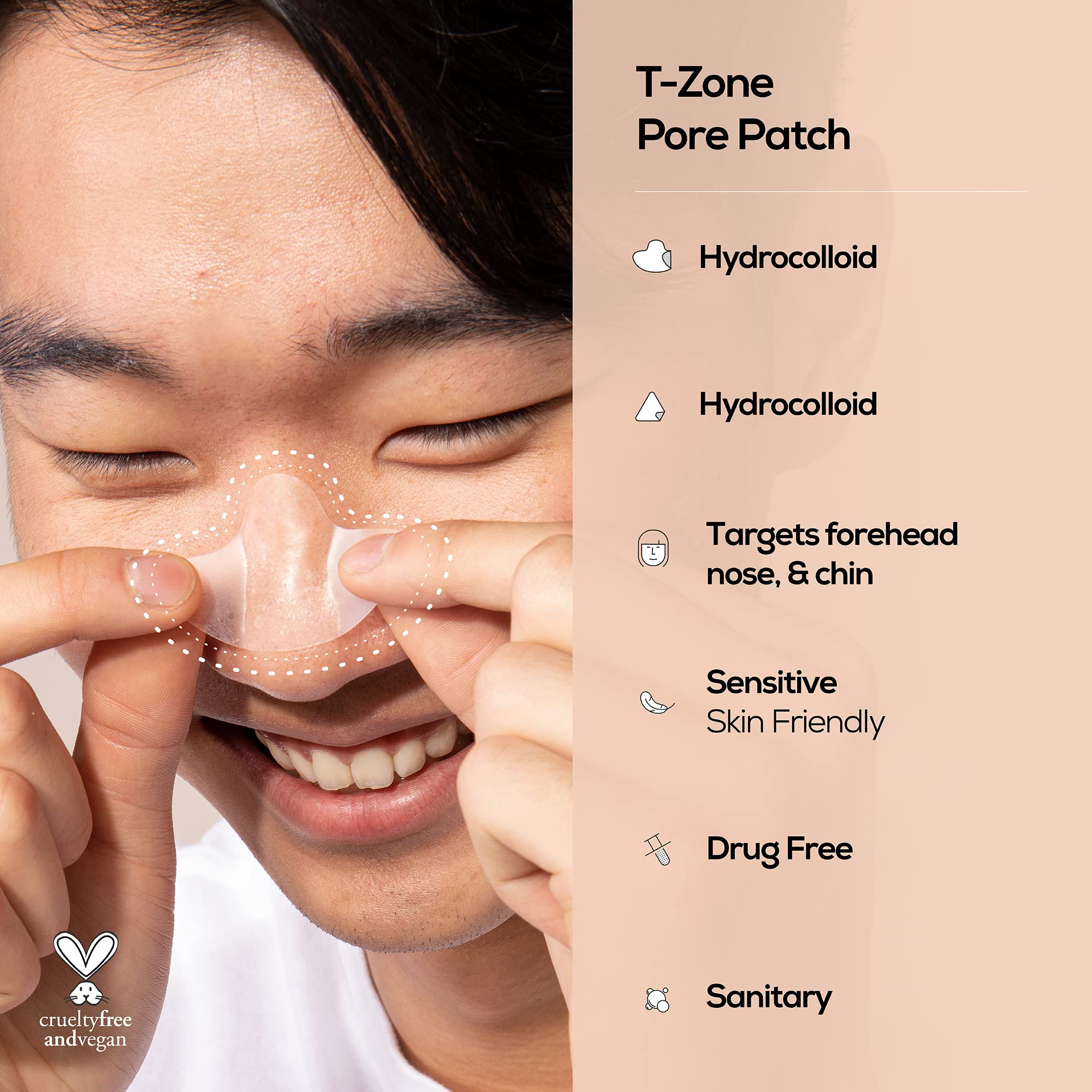 Hanhoo T-Zone Pore Patch | Hydrocolloid Nose Patches | For Blackheads & Clogged Pores | Fits Nose, Chin, And Forehead | Cruelty-