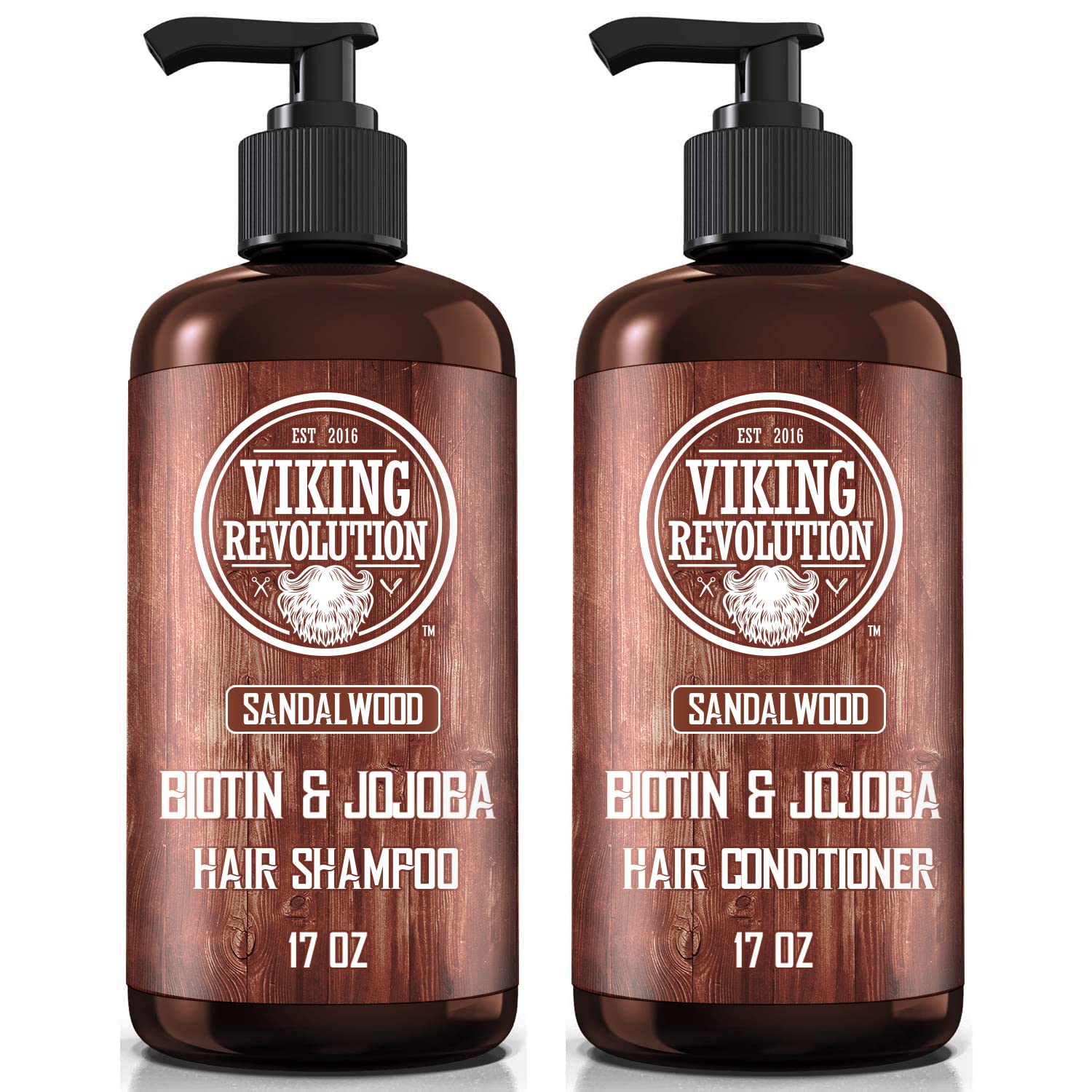 Viking Revolution Sandalwood Shampoo And Conditioner Set With Biotin And Jojoba Oil - Natural Hair Shampoo And Hair Conditioner