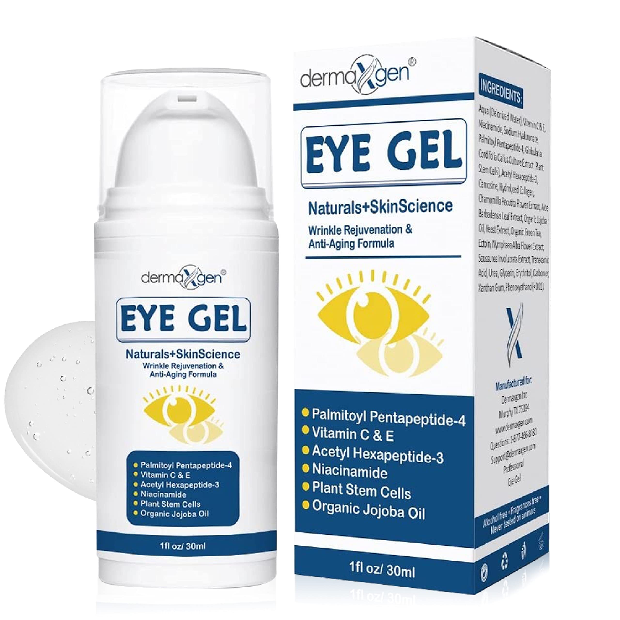 DERMAXGEN Eye Gel + Plant Stem Cells + Matrixyl 3000 + Arginine For Under And Around Eyes To Smooth Fine Lines, Eliminate Dark C