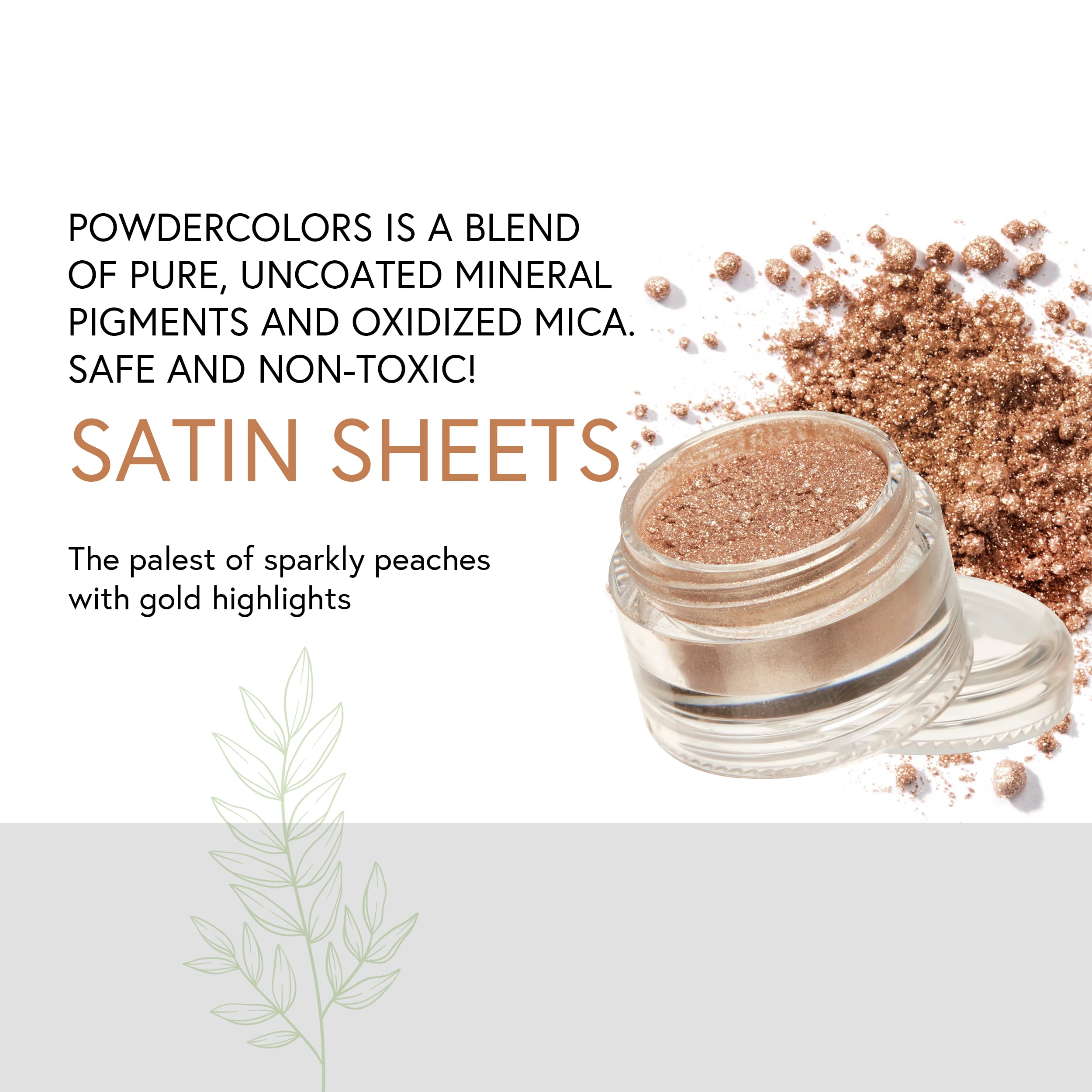 Honeybee Gardens PowderColors, Clean Mineral Eye Shadow in Satin Sheets, Pale Sparkly Peach With Gold Highlights, Versatile, Por