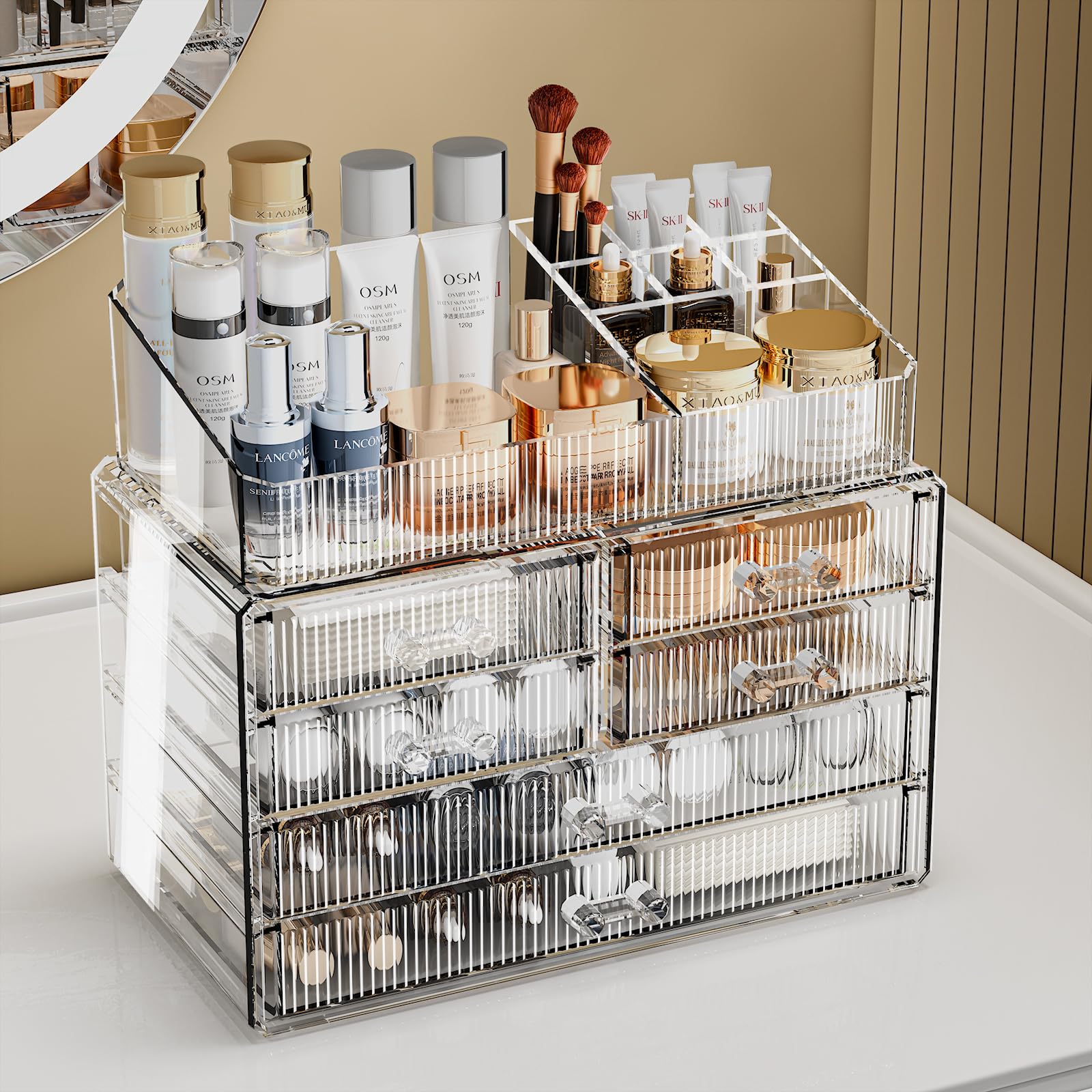 Zhiai Stackable Storage Drawers, Acrylic Bathroom Counter Organizer Clear Makeup Organizers For Vanity, Kitchen Cabinets, Bathro