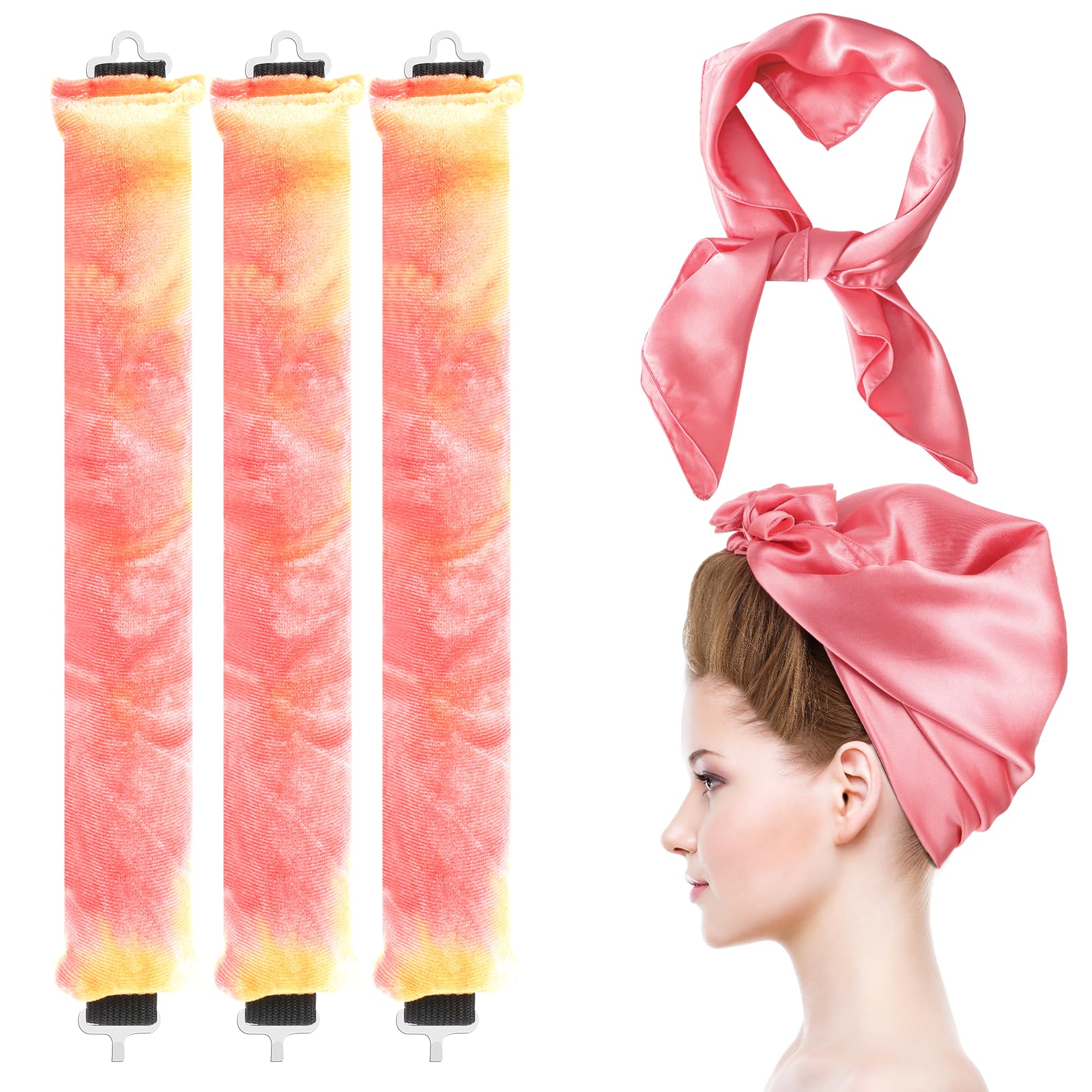 obeoby 4 in 1 Pack Heatless Curls No Heat Curling Rod, Velvet Hair Curlers to Sleep in Overnight Curls with Hook Blowout Rods He