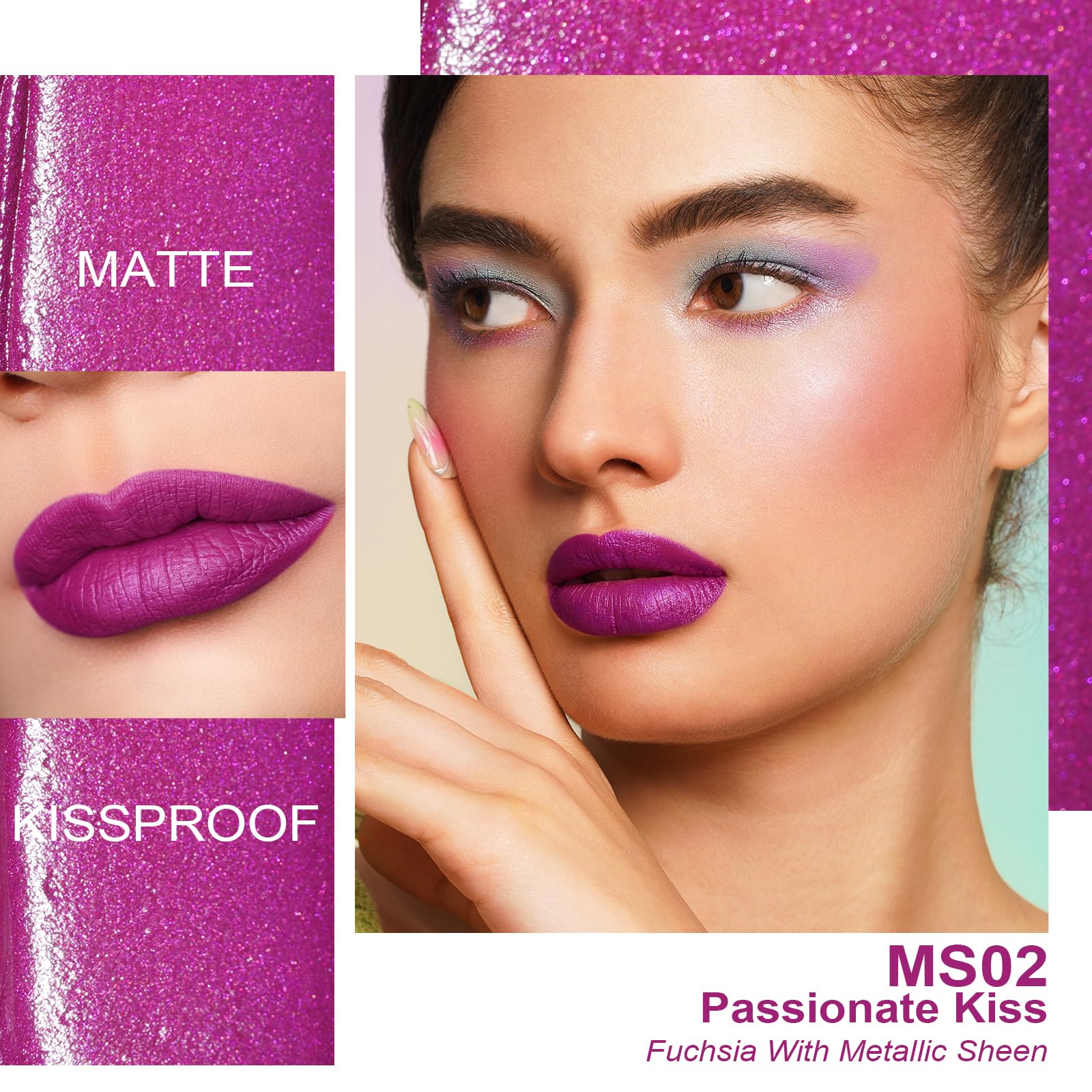 Oulac Matte Liquid Purple Lipstick For Women, Fuchsia Long Lasting Lip Stain, Waterproof Highly Pigmented Creamy Formula Lipstic