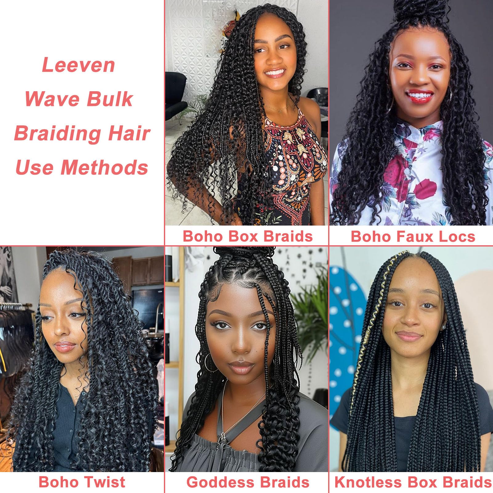 Leeven Water Wave Bulk Braiding Hair 18 Inch 160G No Weft Human Hair Mixed Synthetic Natural Black Curly Hair Bundle For Boho Br