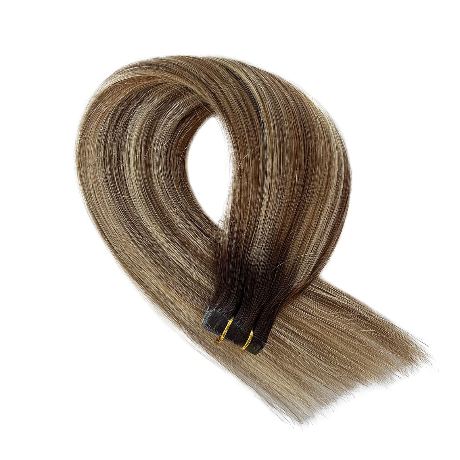 18Inch Balayage Highlight Brown With Blonde Tape In Hair Extension For Women 20Pcs 40G Skin Weft Tape Real Hair Extensions