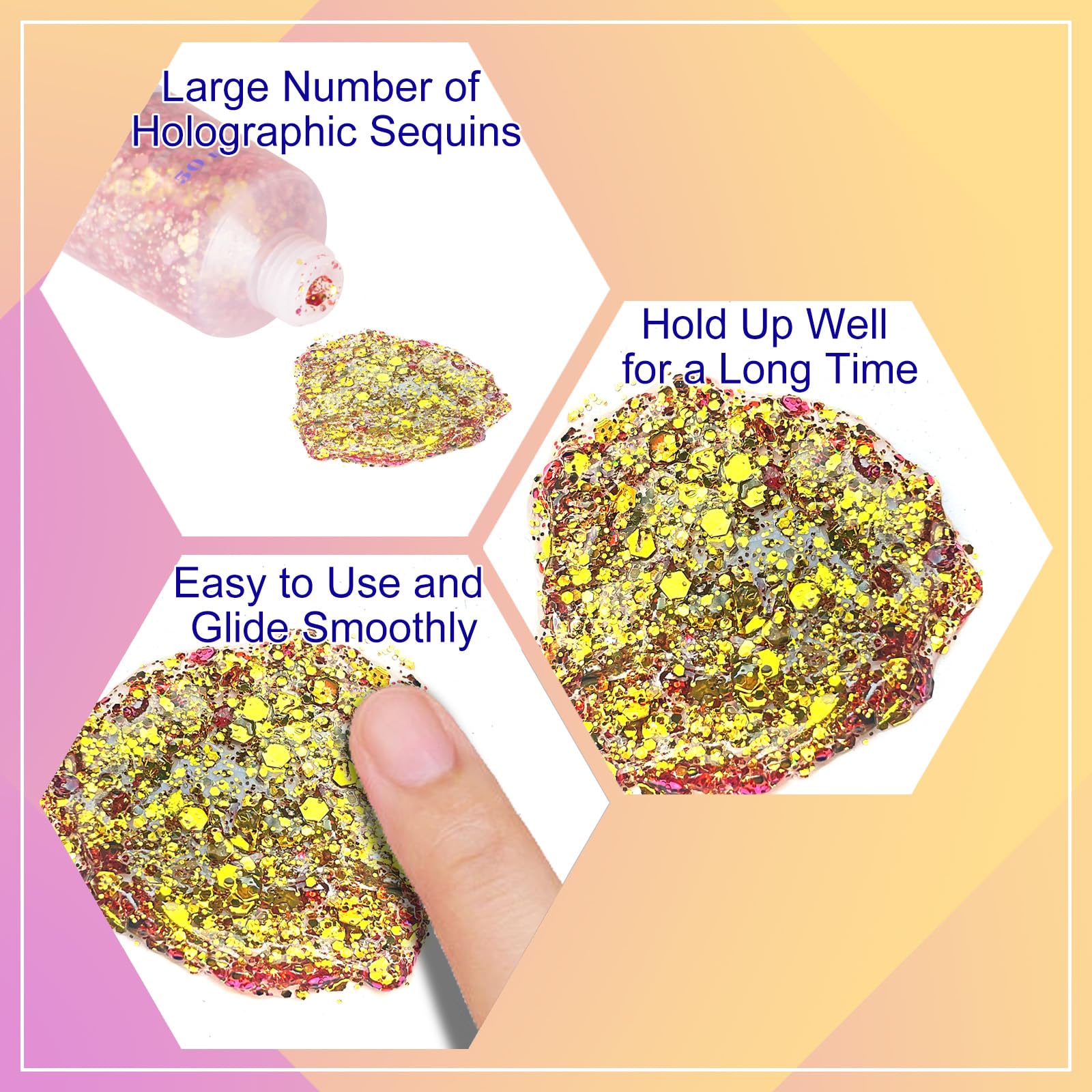 MEICOLY Chameleon Gold Body Glitter,Chunky Glitter Face Paint,Color Changing Mermaid Face Glitter Gel,Holographic Glitter Sequin