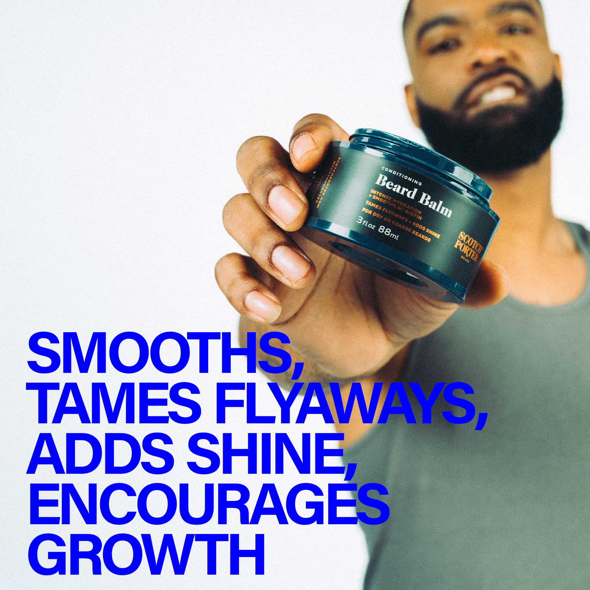 Scotch Porter Conditioning Beard Balm For Men | Hydrates, Smooths, Adds Shine & Tames Flyaway Hair | Free Of Parabens, Sulfates